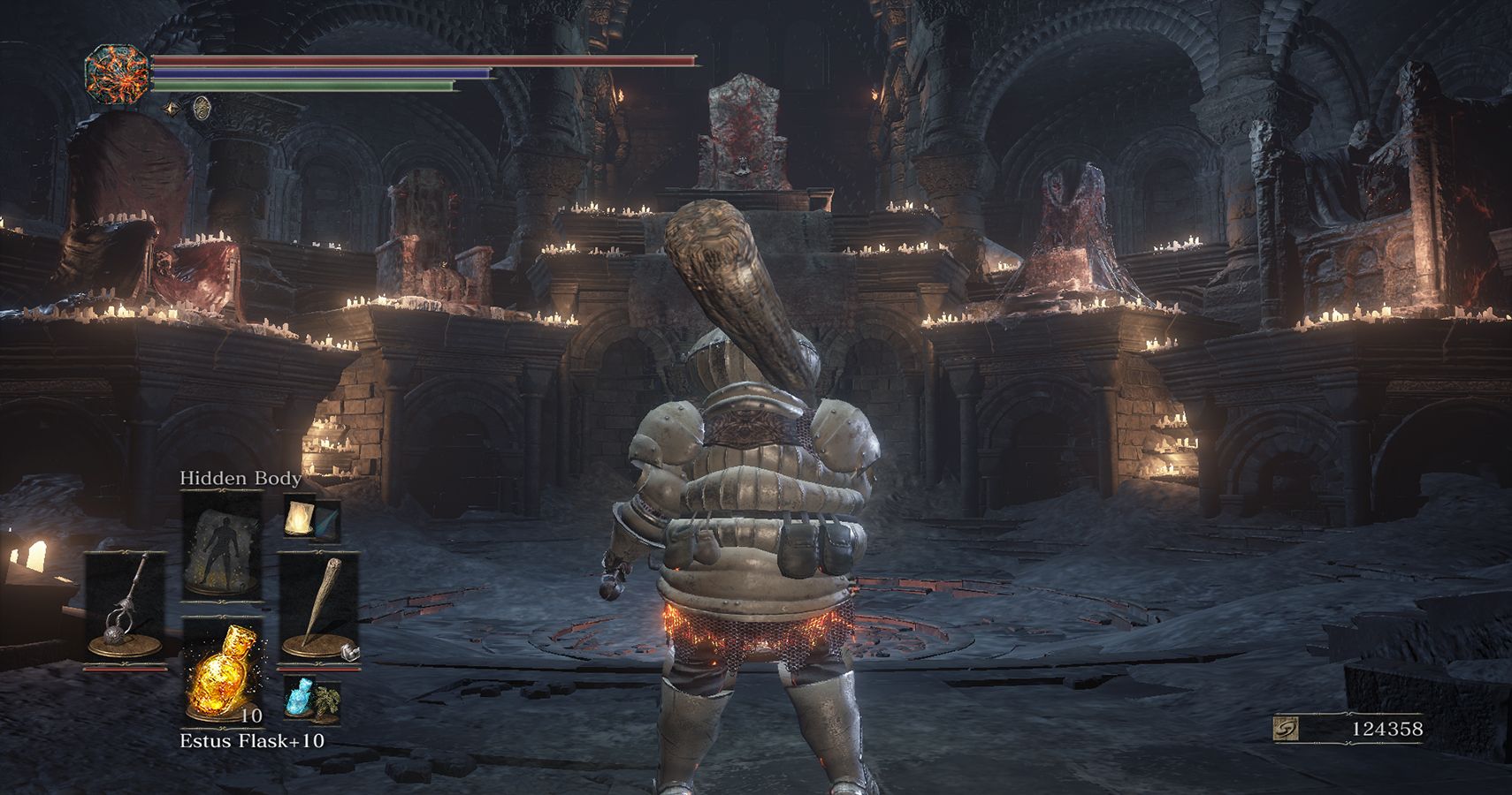 player standing before all thrones in Firelink shrine