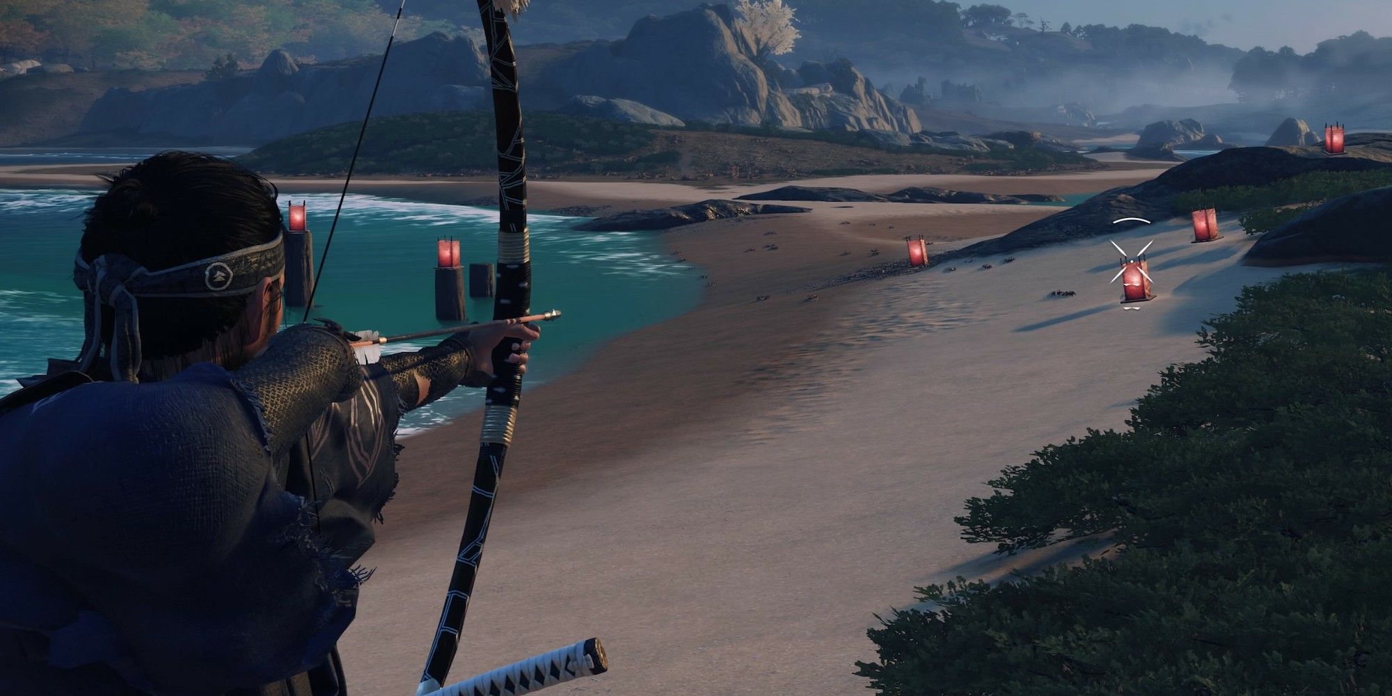ghost of tsushima archery challenge on beach
