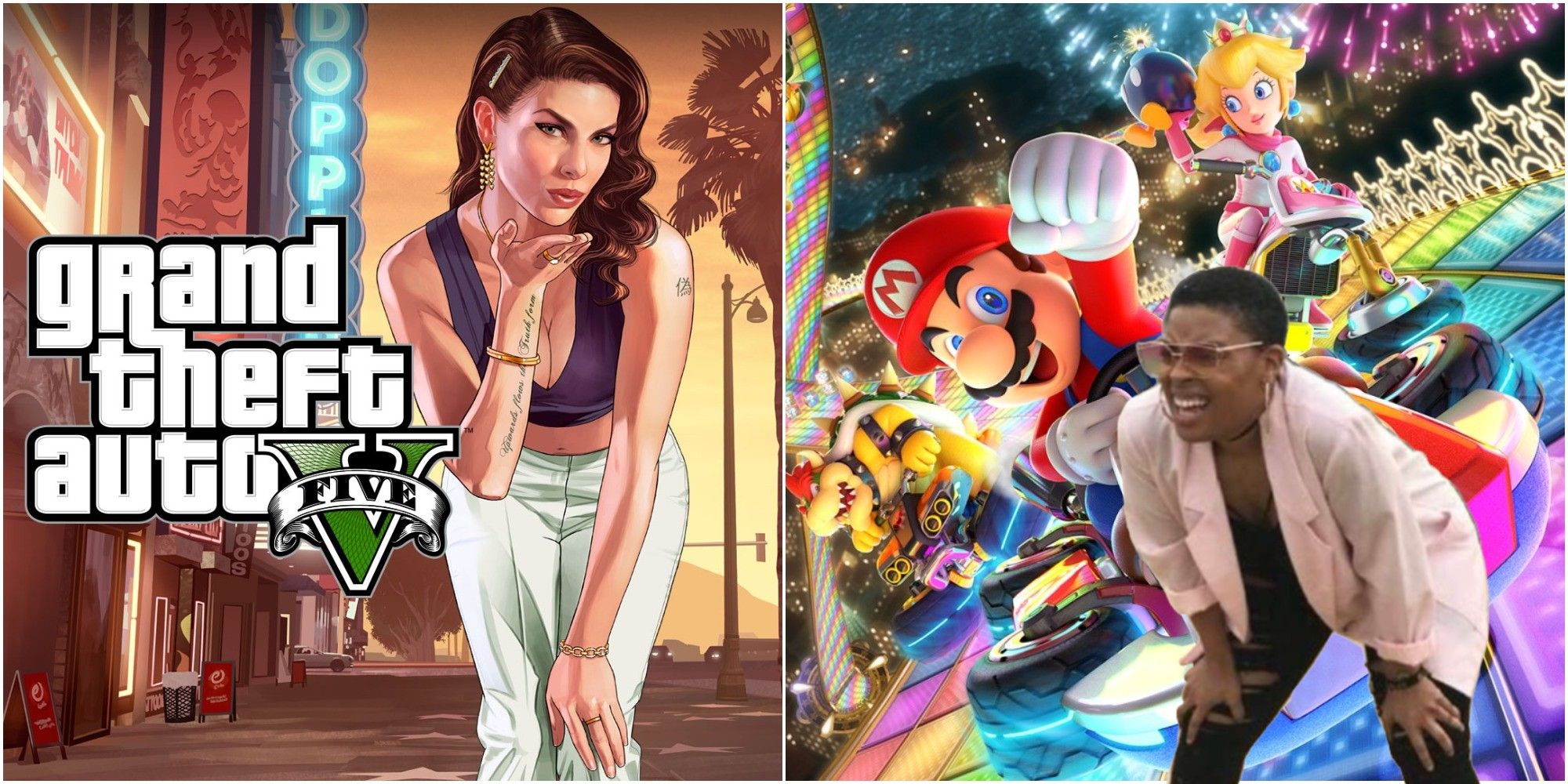 gta mario kart confused woman