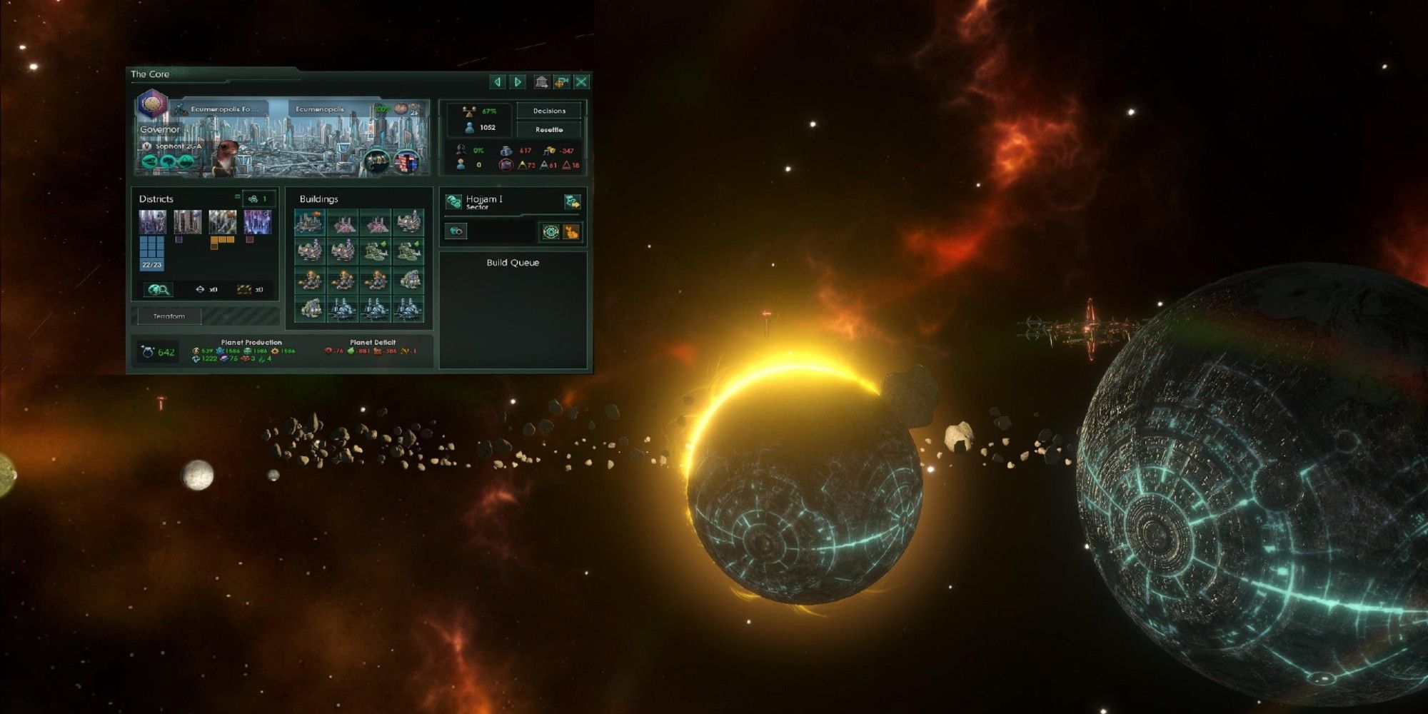 Planet statistic menu with a giant population