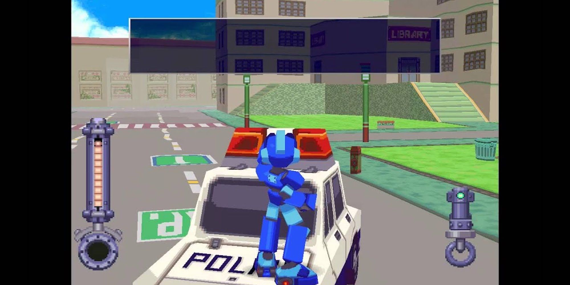 standing on a cop car mega man legends
