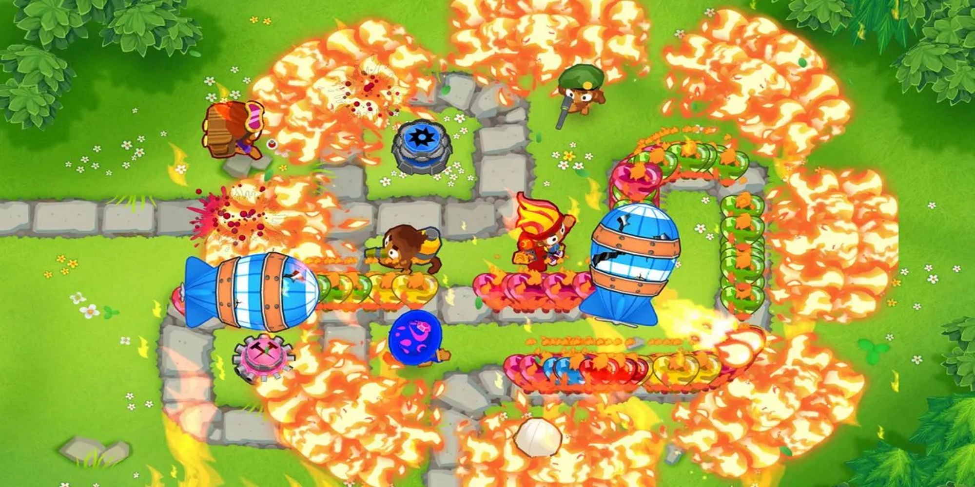 Chaotic balloon popping of the tower defense game Bloons TD 6
