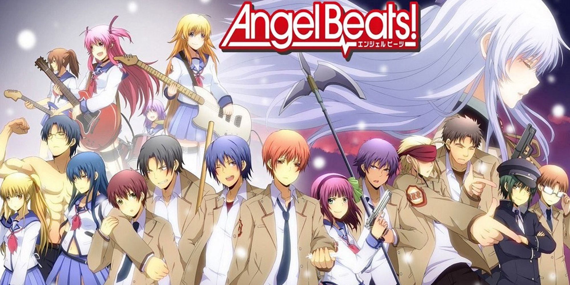 Angel Beats Full Cast Hanging Around In Frame.