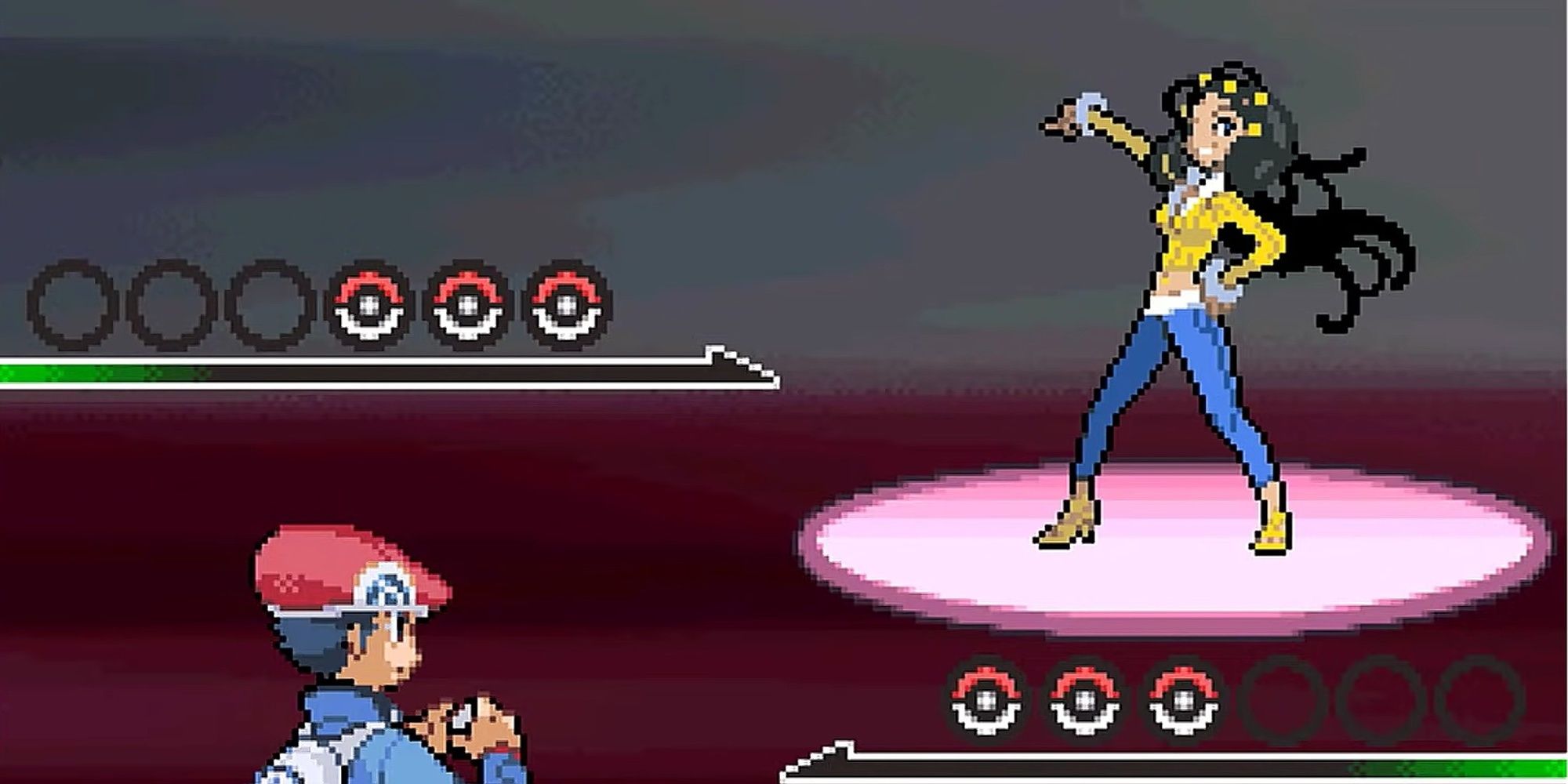 Battle Hall match against Arcade Star Dahlia Frontier Brain in Pokemon Platinum