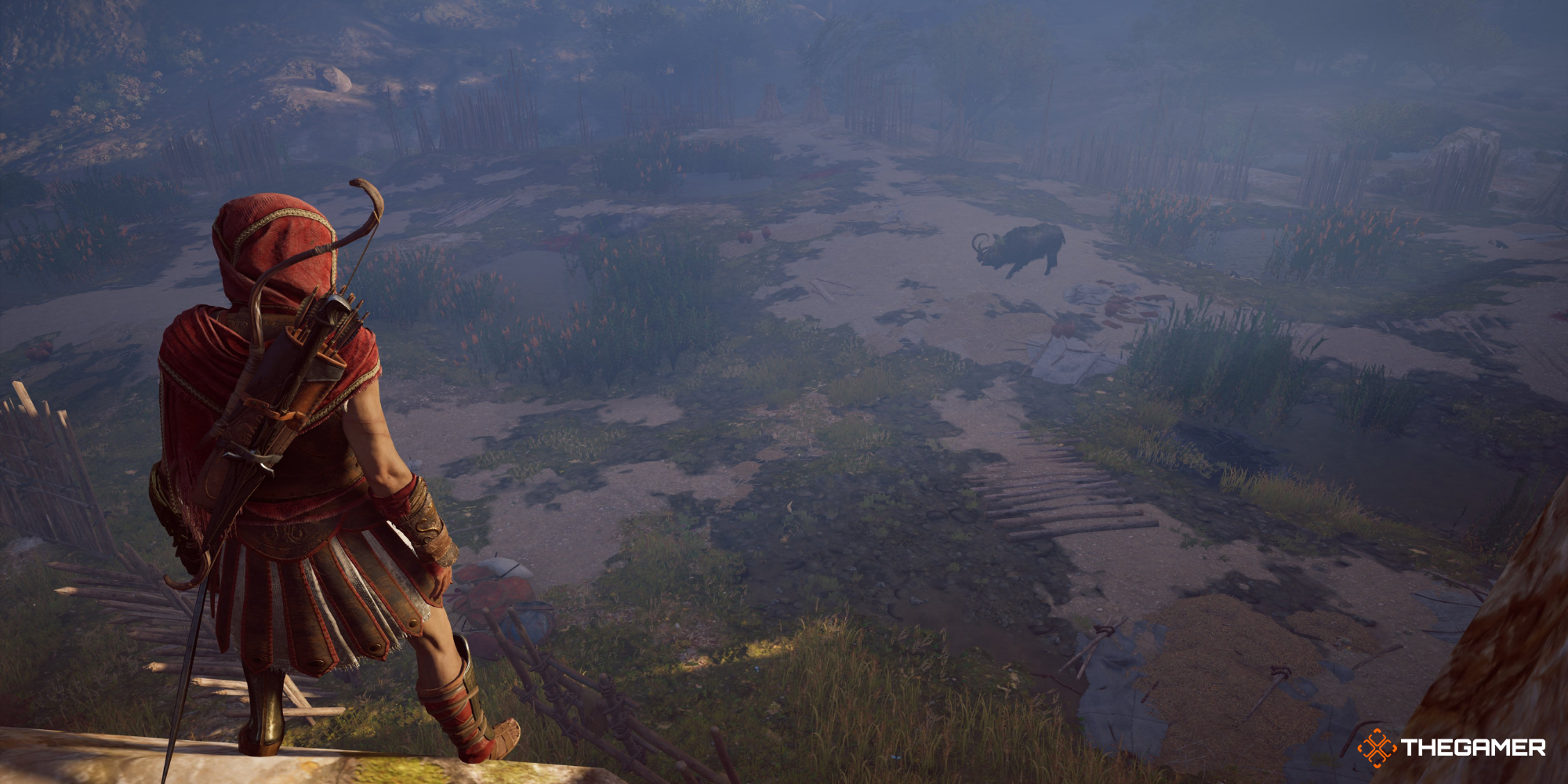 Assassin's Creed Odyssey - Kassandra overlooking the Erymanthian Boar
