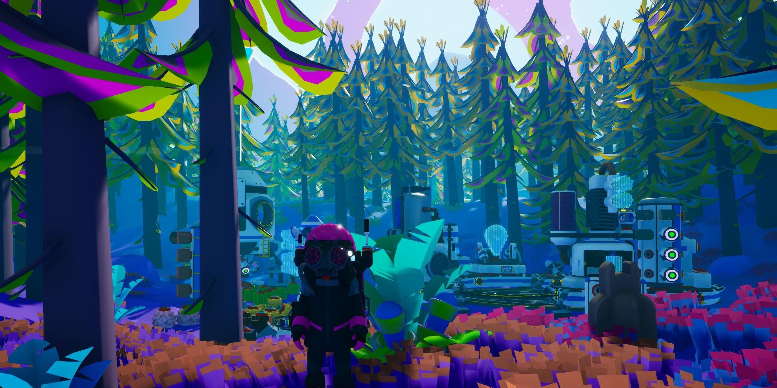 Astroneer player in forest on planet sylva 