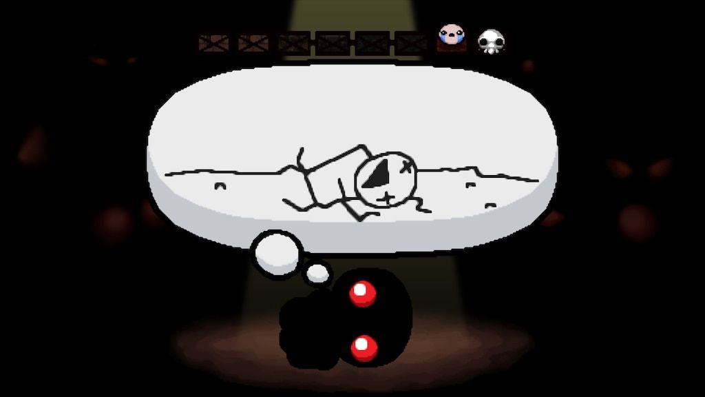 Binding of Isaac Dark Judas lying down on the floor, dreaming