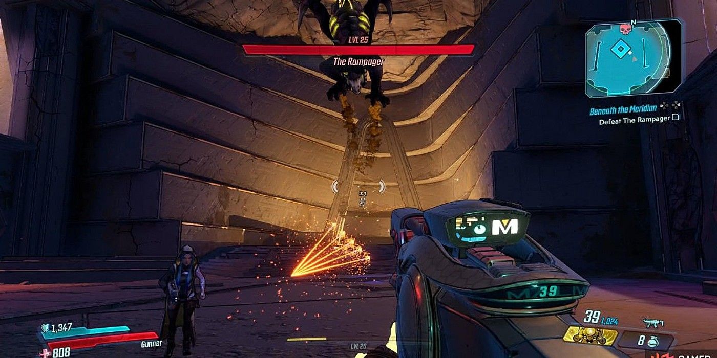 Borderlands 3 The Rampager leaping above gunfire with Maya 