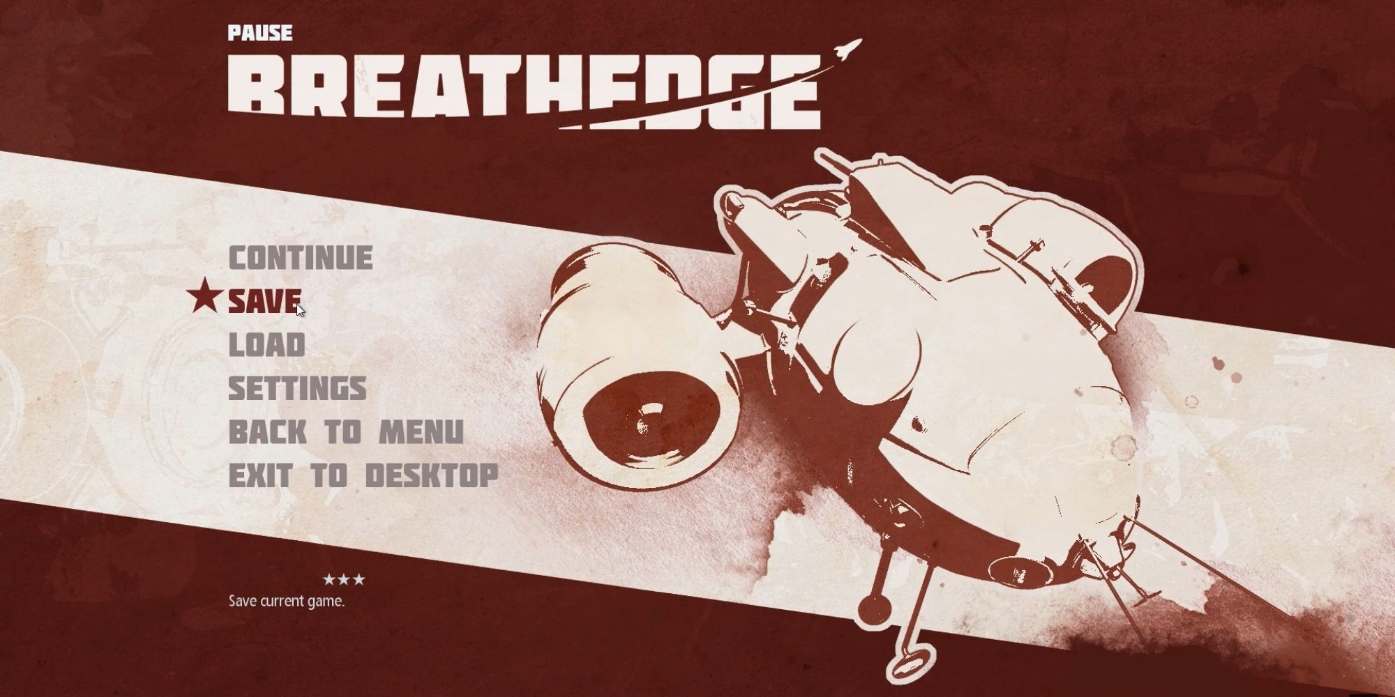 Breathedge screenshot of the Pause menu and Save game mode