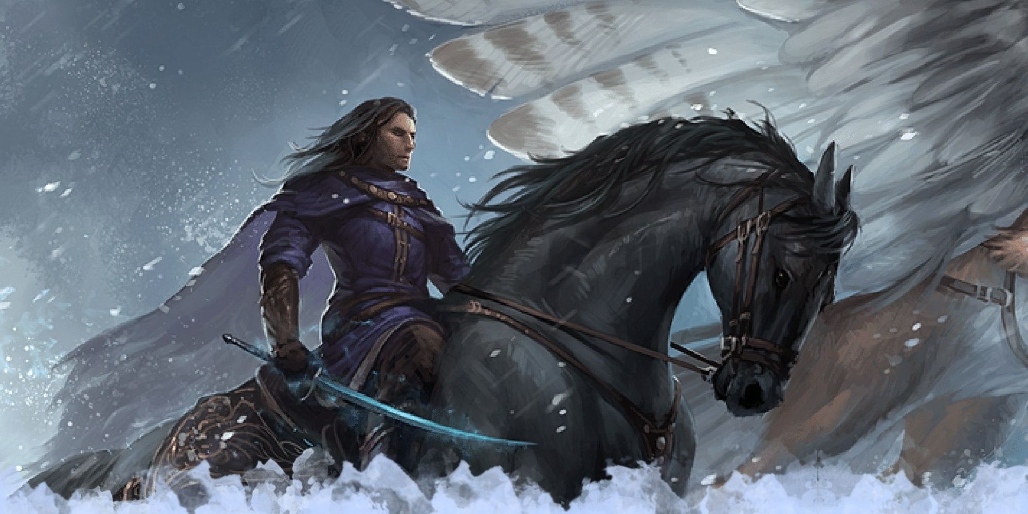 Cavalier Fighter human mounted on a black horse in Dungeons & Dragons