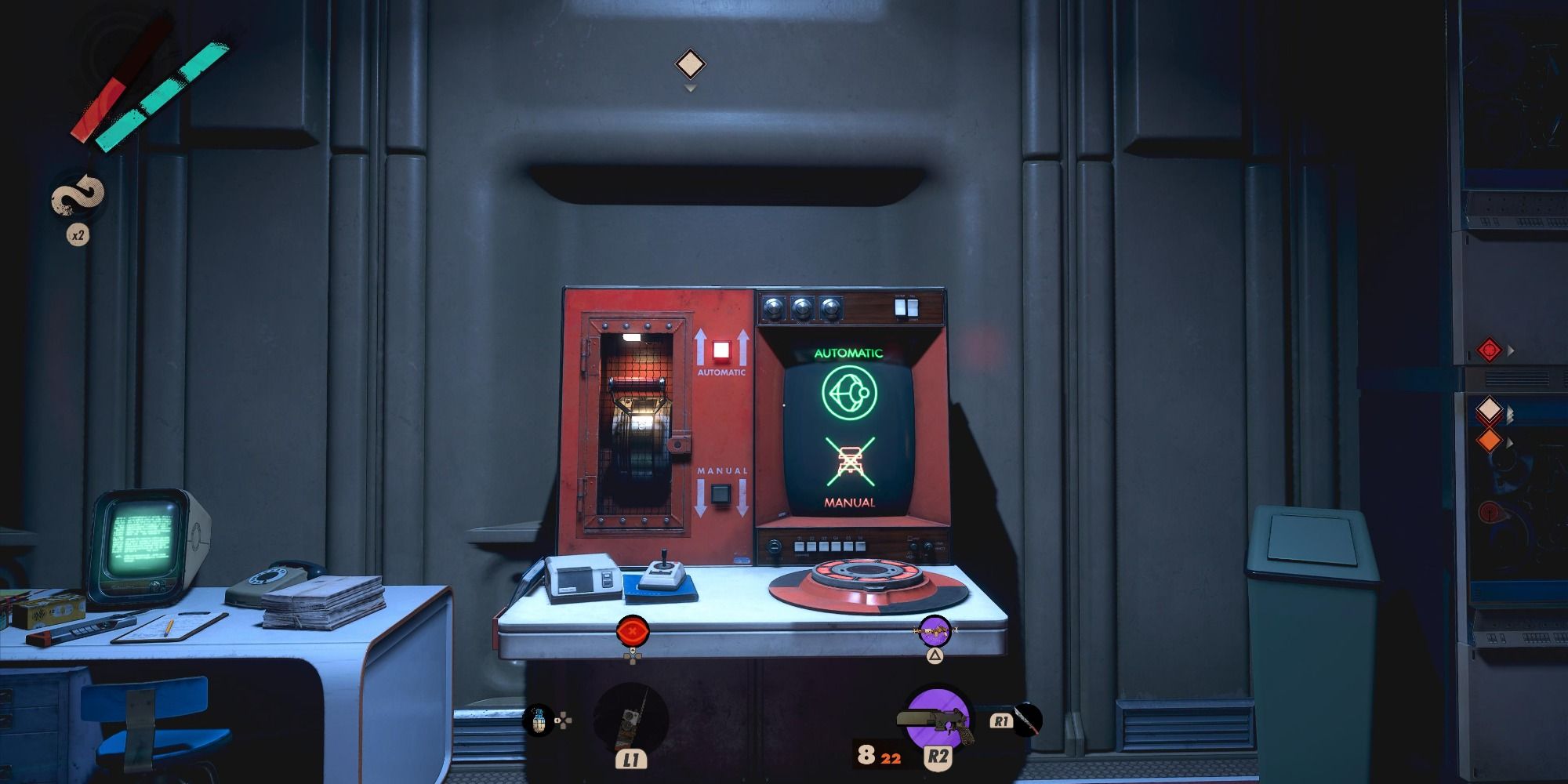 Depressurization control panel in Deathloop's The Complex