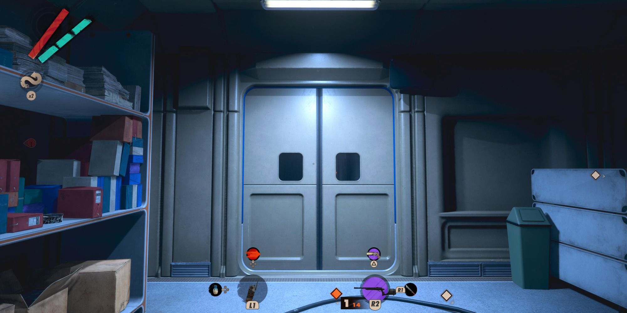 Upstairs door in Wenjie's Lab in Deathloop
