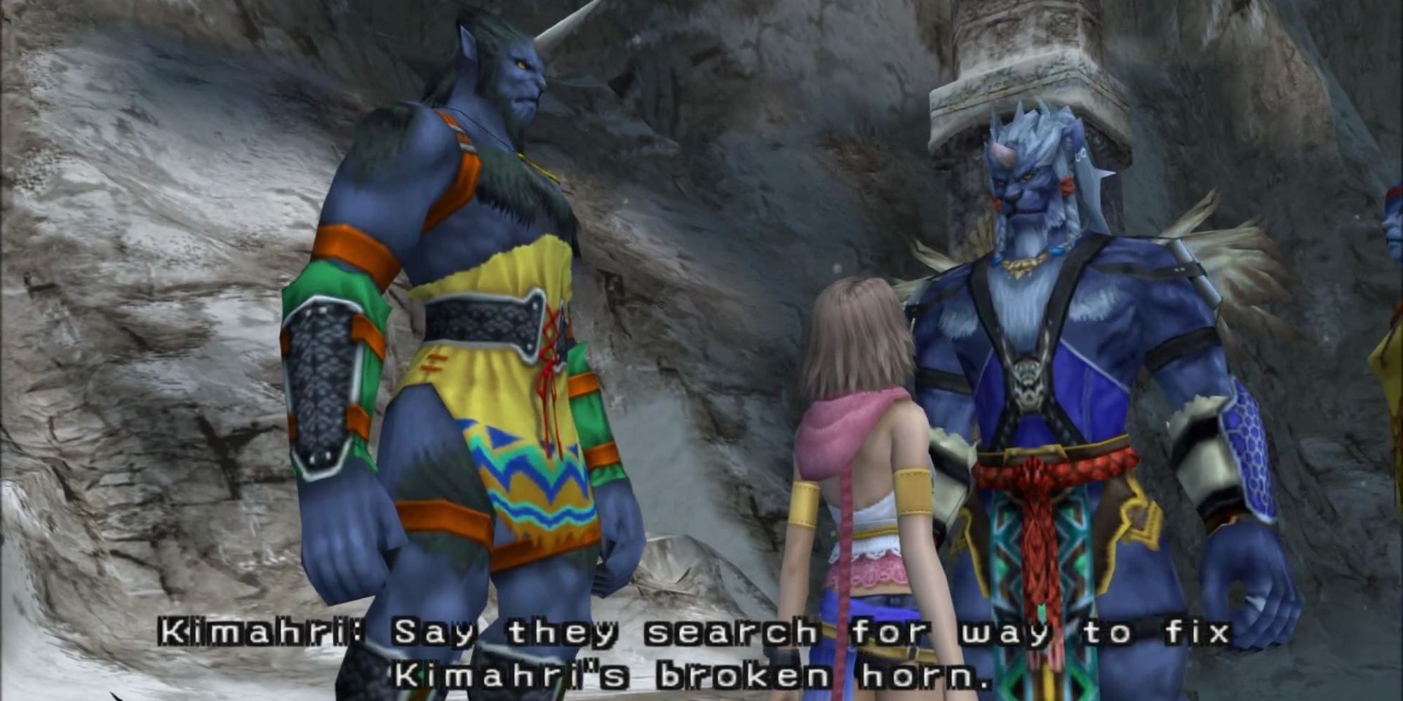 FFx-2 Kimahri and biran speaking to yuna