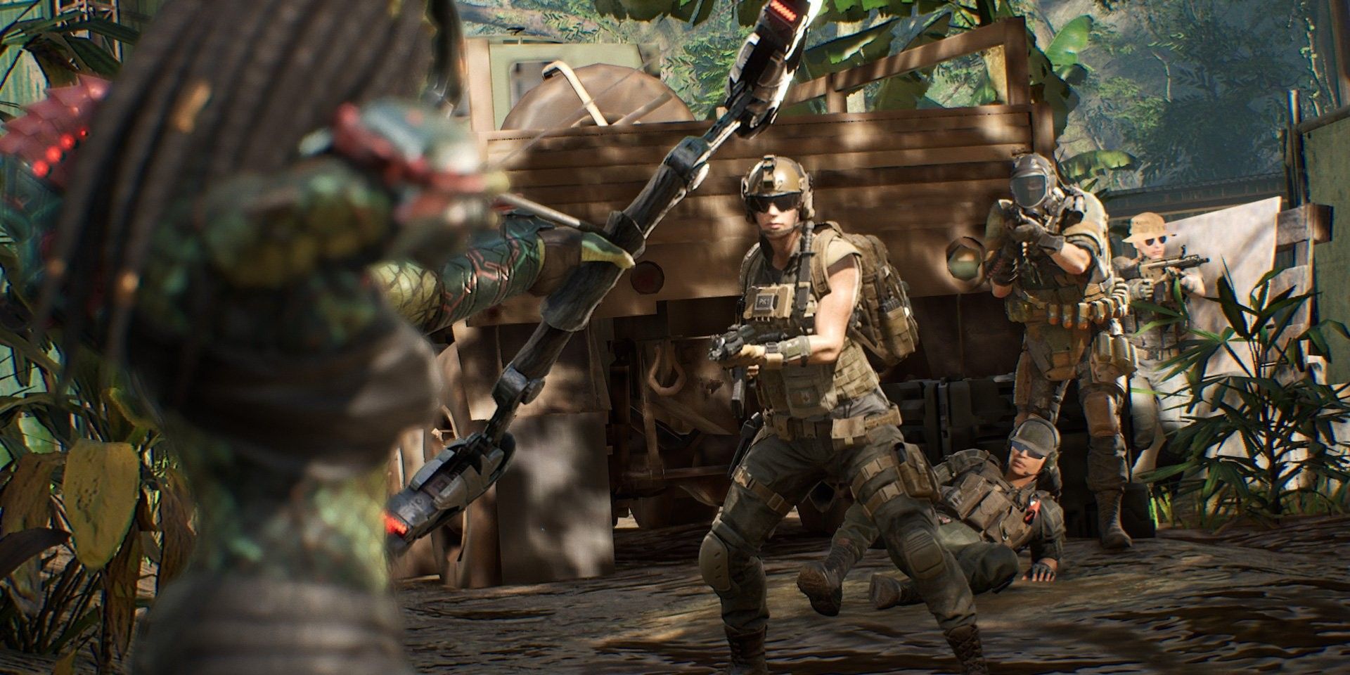 Female Predator Hunting Fireteam With Bow