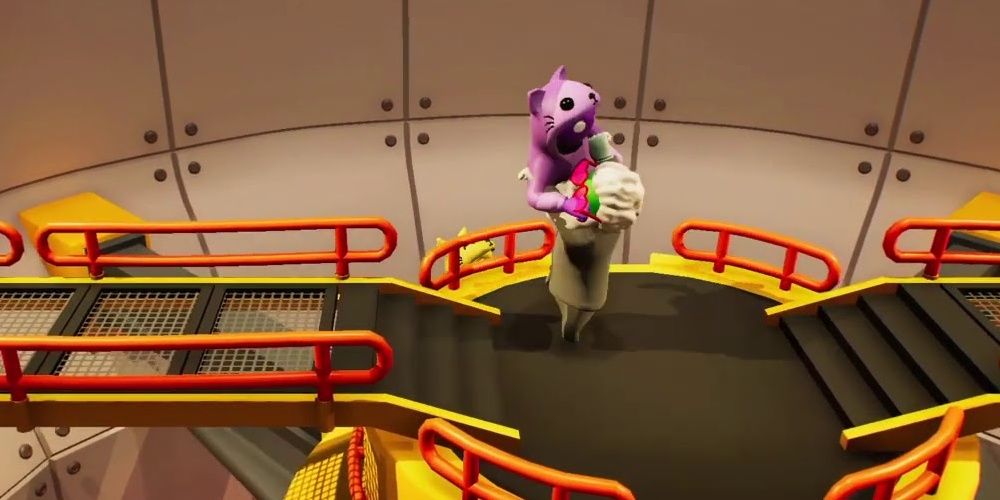 Gang Beasts body slam in the air shaft