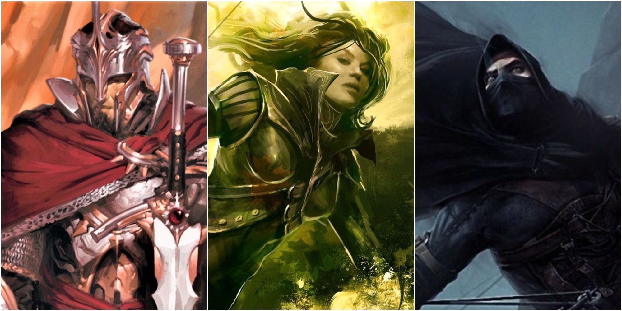 A fighter, a ranger, and a rogue in Dungeons & Dragons