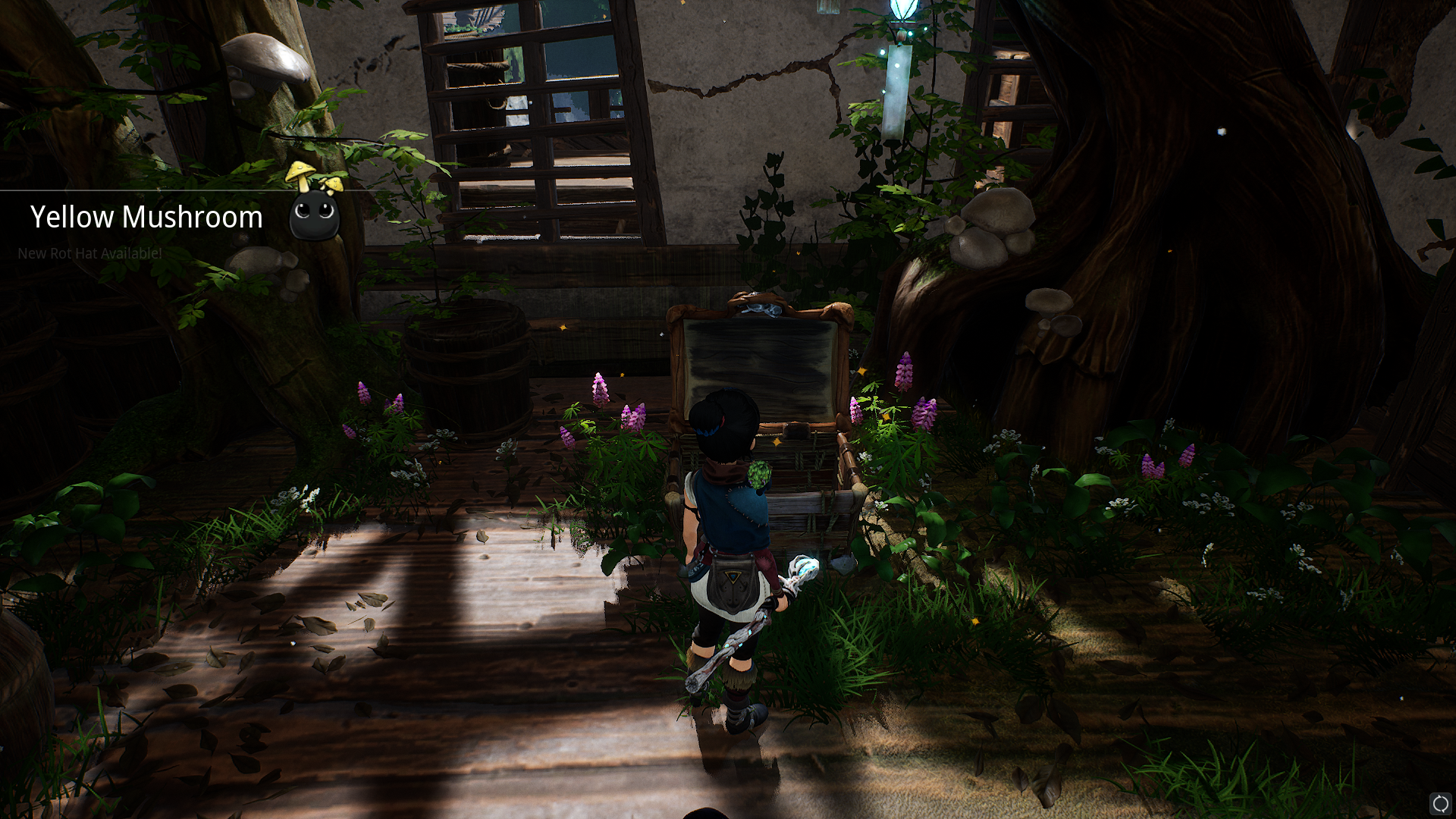 Kena finds the Yellow Mushroom Rot hat in the village