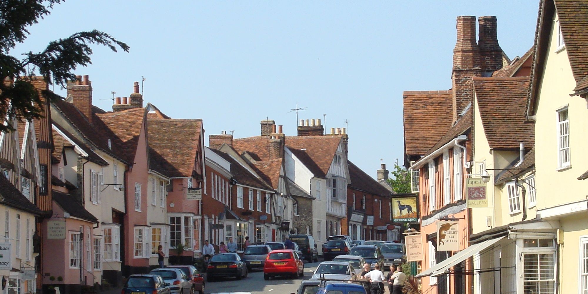 Lavenham town street in England