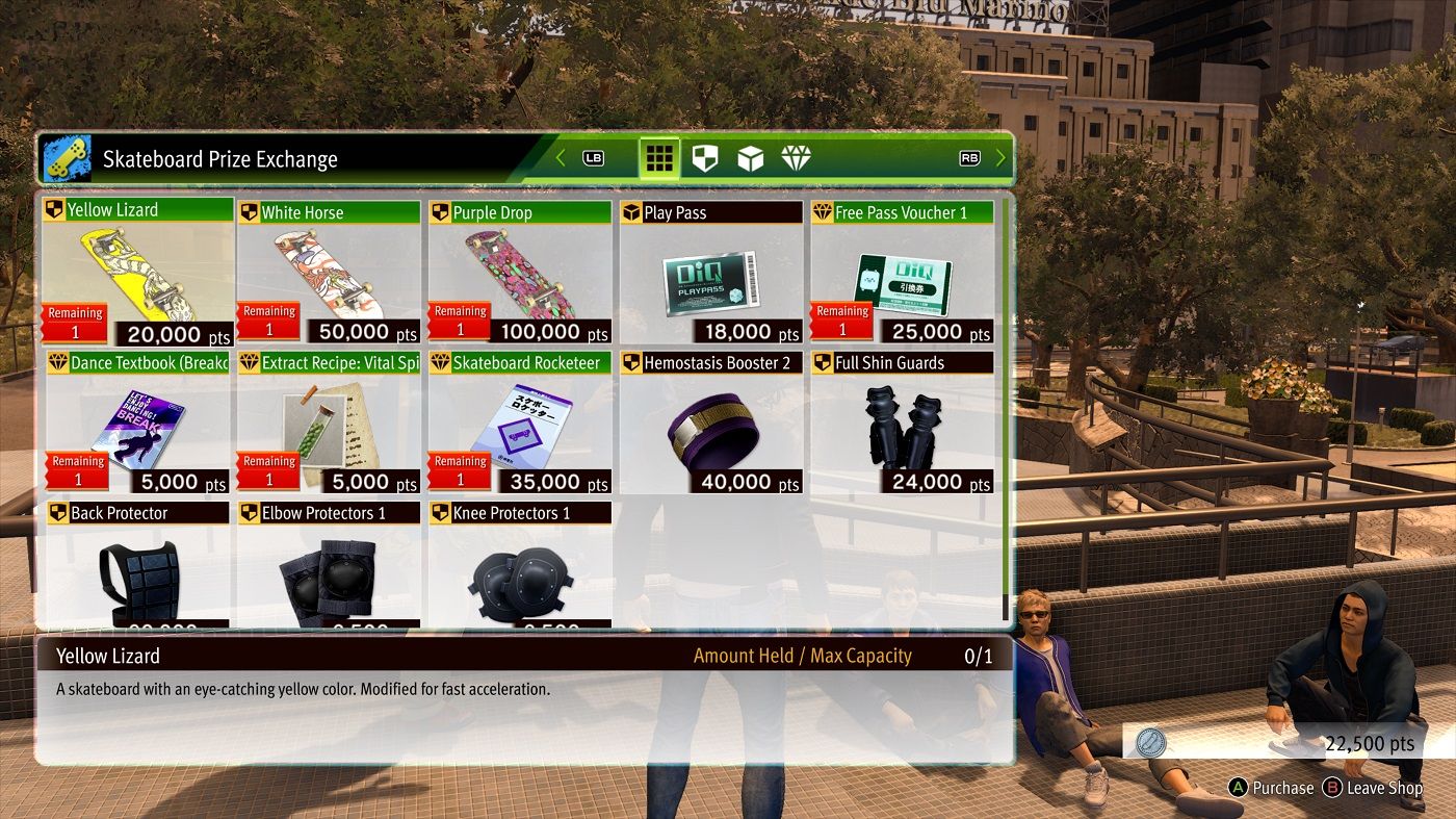 Lost Judgment Skateboard prize points shop