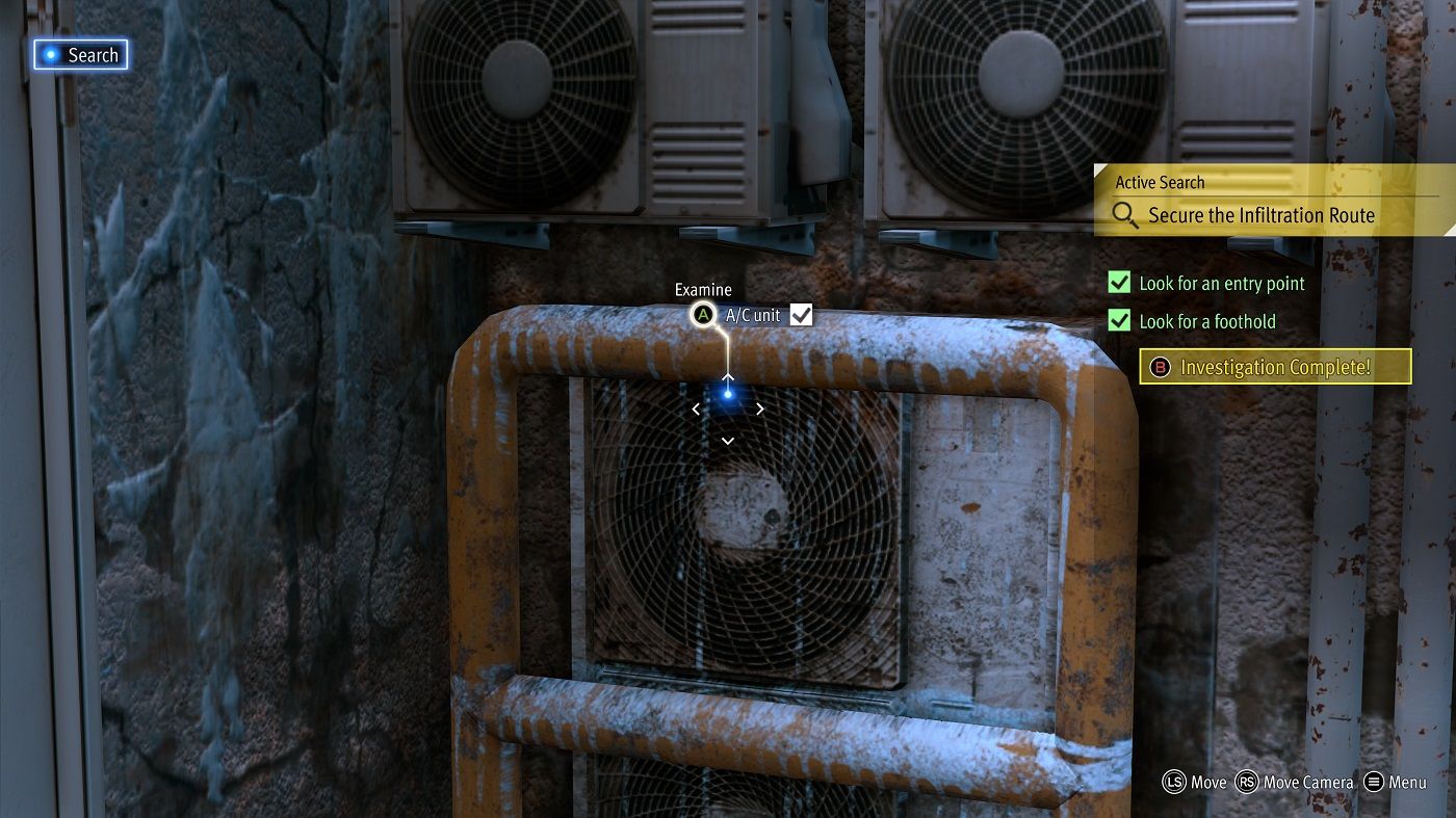 Lost Judgment chapter one AC unit for active search mode