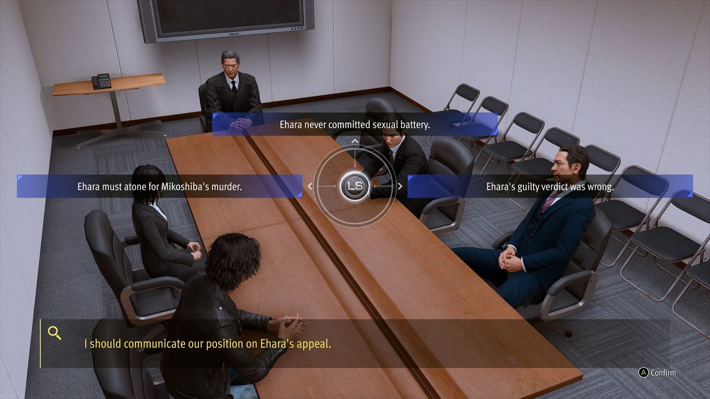 Lost Judgment discussing ehara's appeal