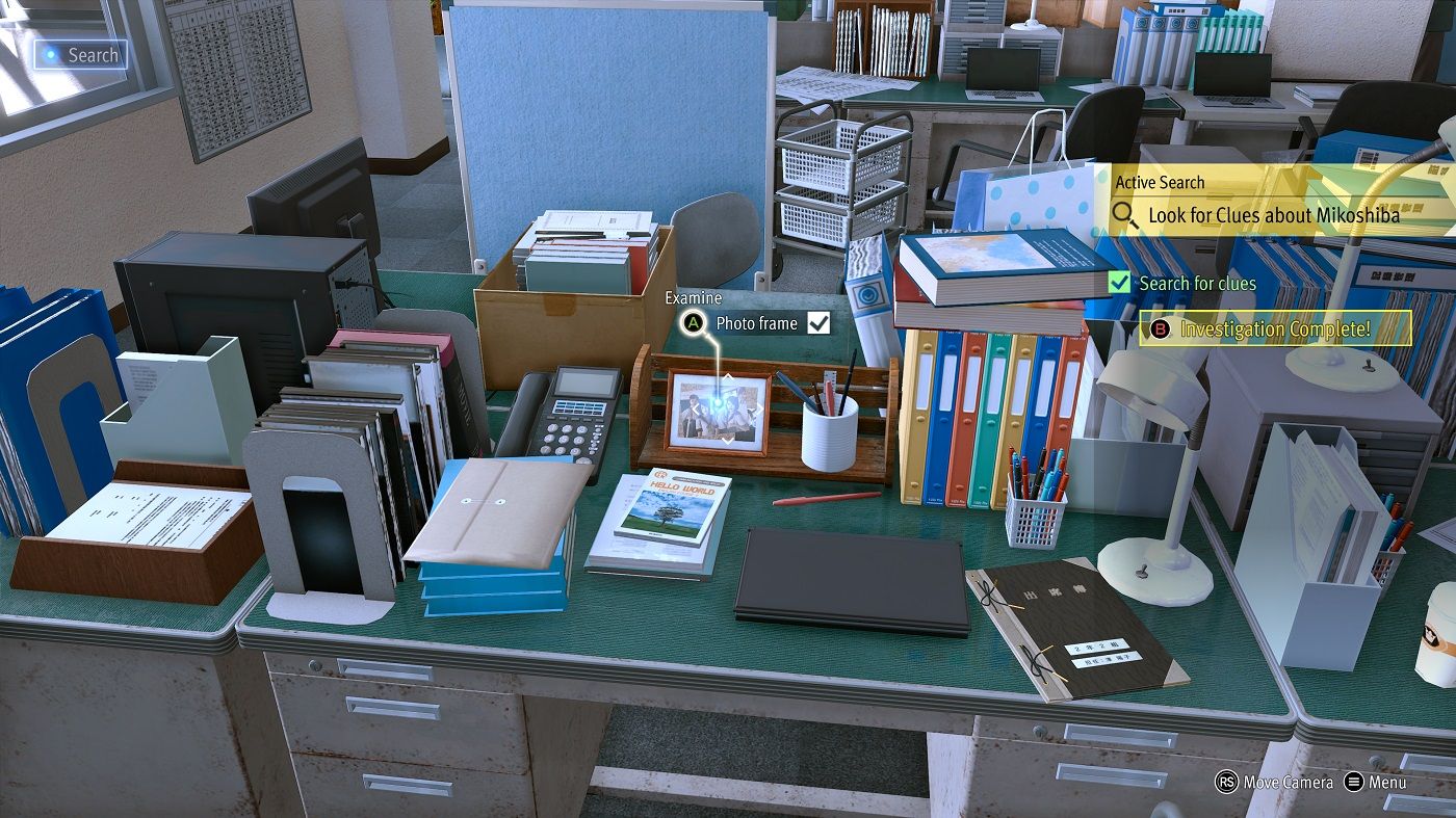 Lost Judgment examining Sawa sensei's desk