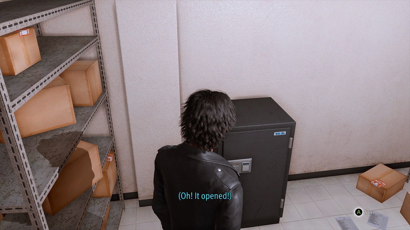 Lost Judgment opening the safe in the building with the tatami room