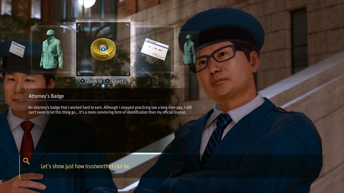 Lost Judgment showing the police your attorney badge
