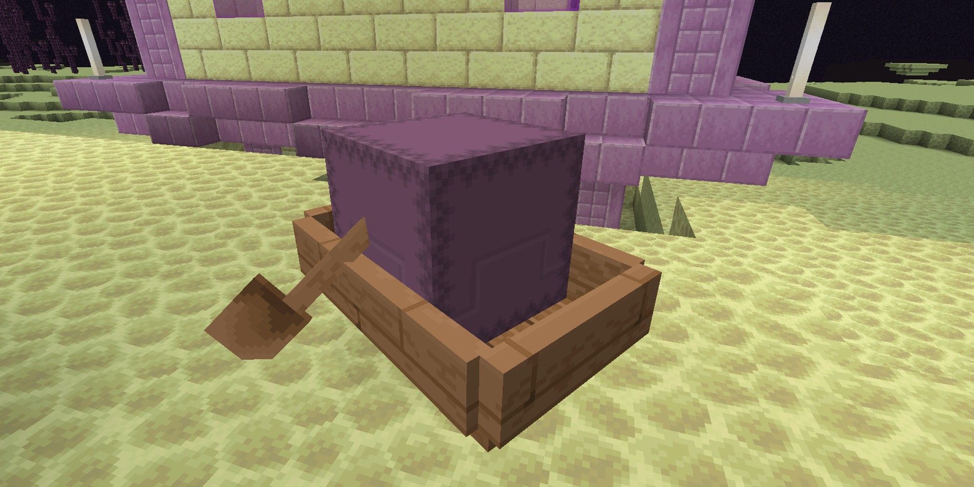 shulker in a boat next to base of an end city
