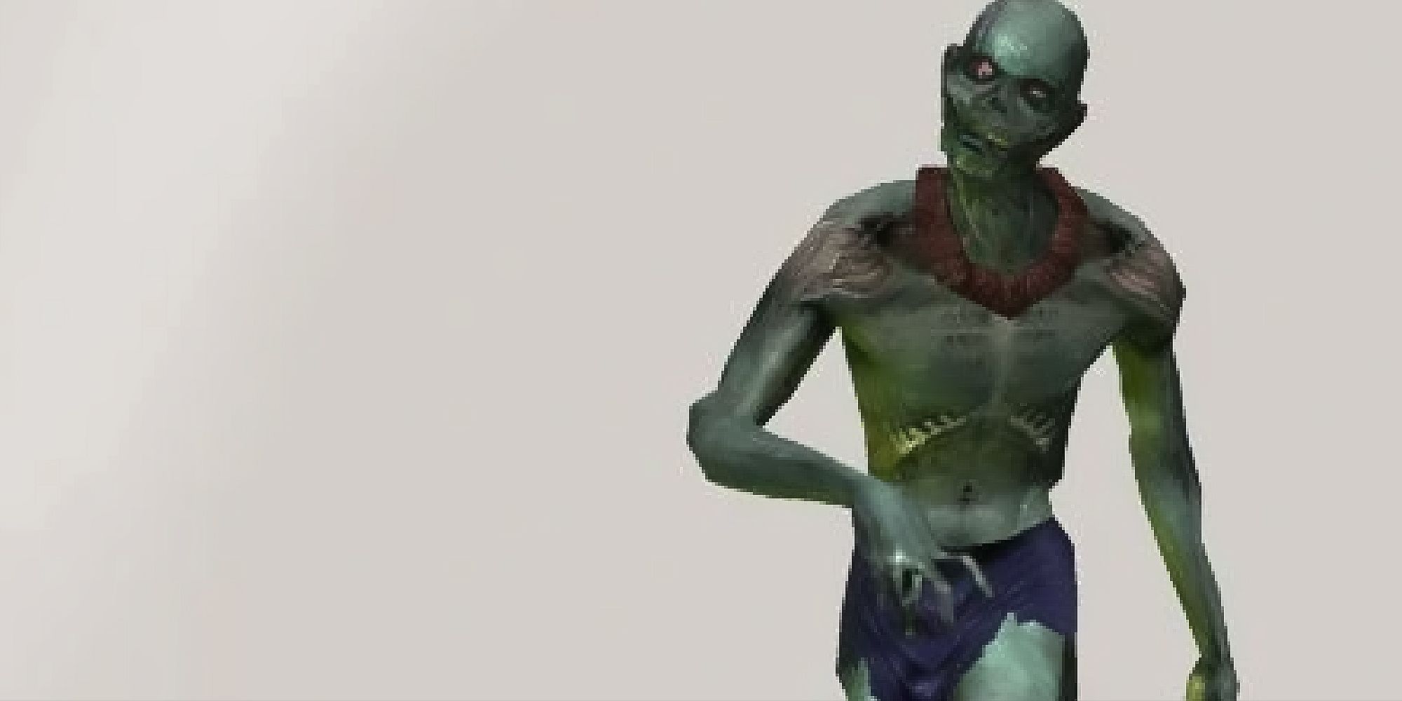 A zombie stumbling toward the camera on a blank grey background