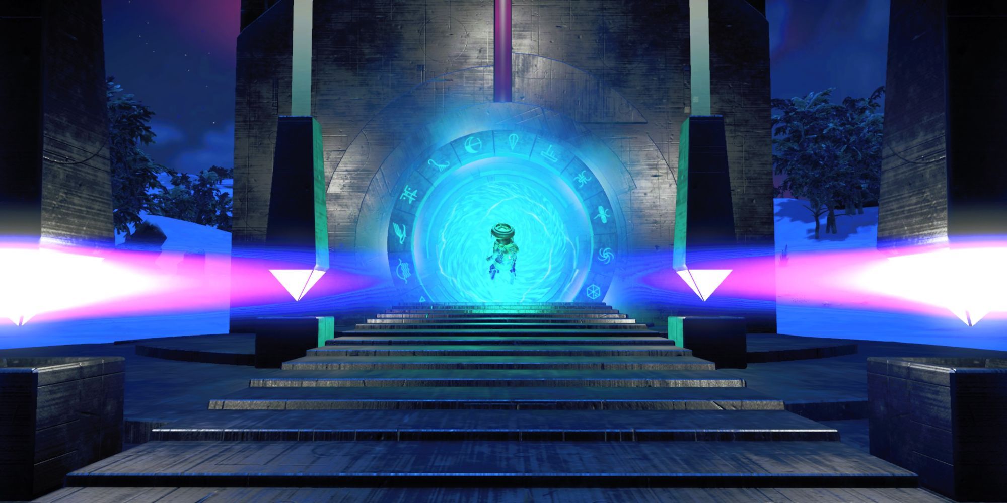 No Man's Sky Portal Opening with person going inside