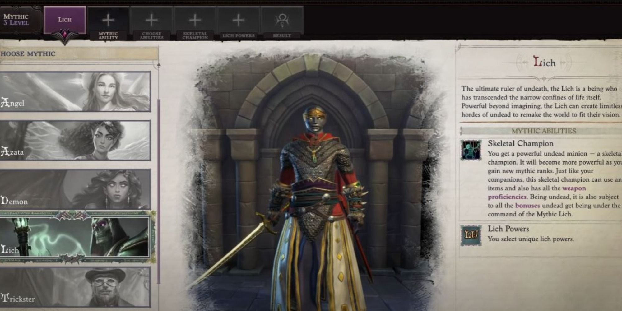 Pathfinder Wrath of the Righteous Lich Mythic Path