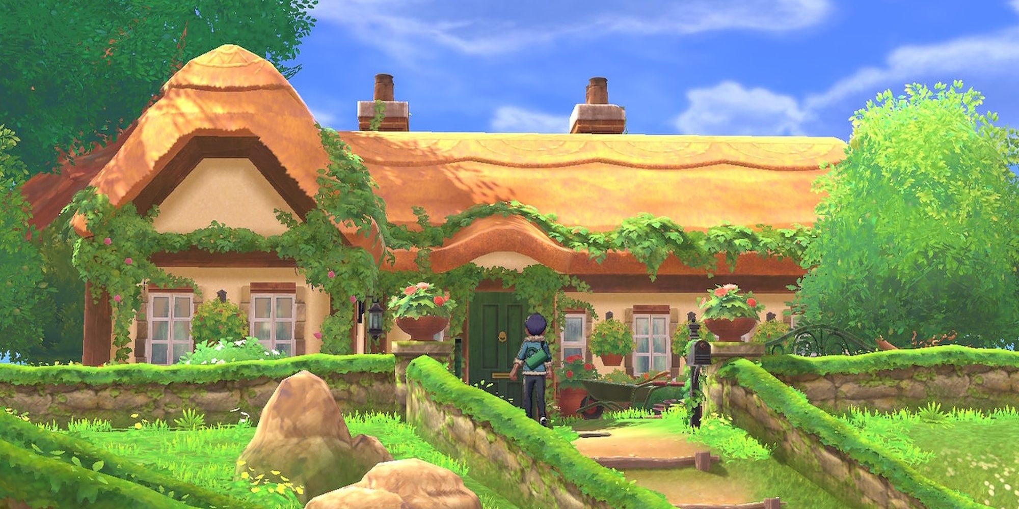 Player's house cottage and Hop in Postwick Pokemon Sword & Shield