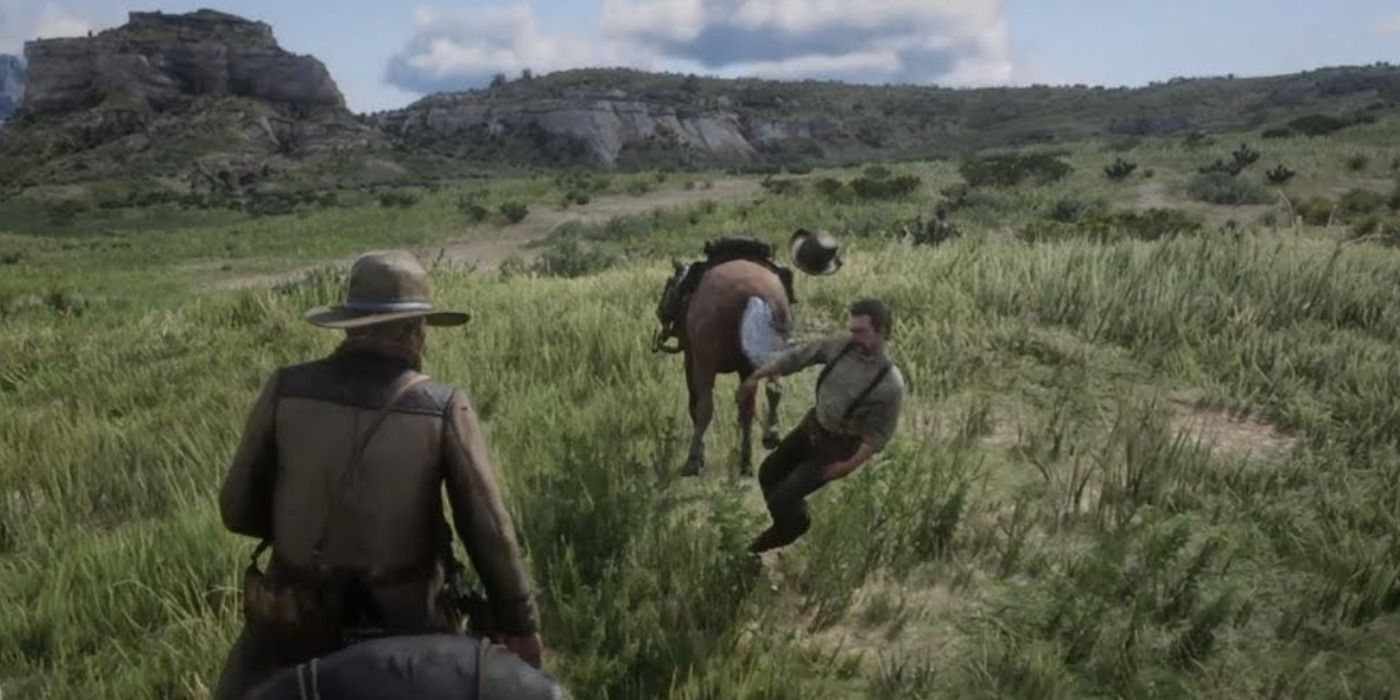 Random person getting killed by horse in Red Dead Redemption