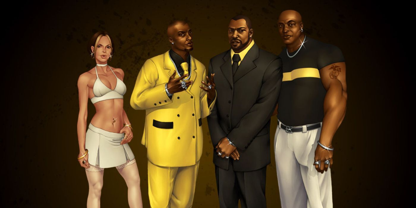 From left to right: Official artwork of the Vice Kings' main leaders Tonya Winters, Warren Williams, Benjamin King and Anthony Green. 