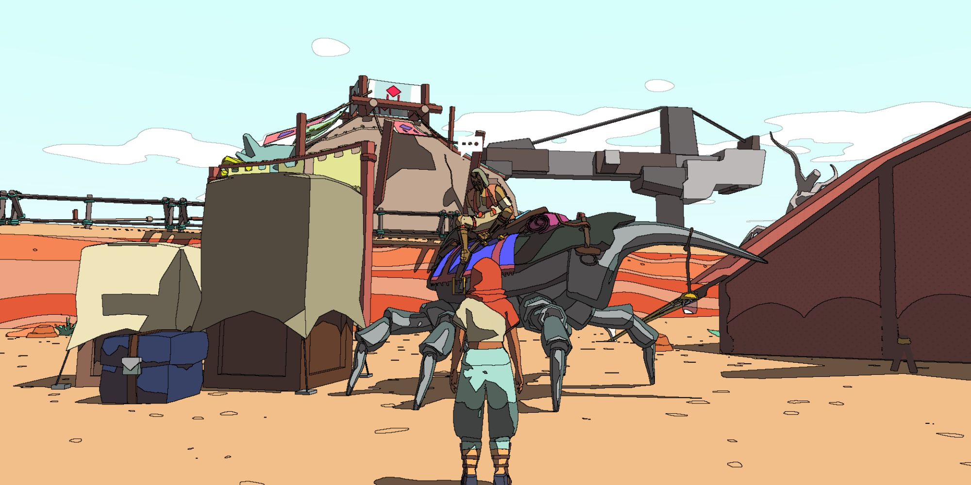 Sable Merchant NPC On A Beetle