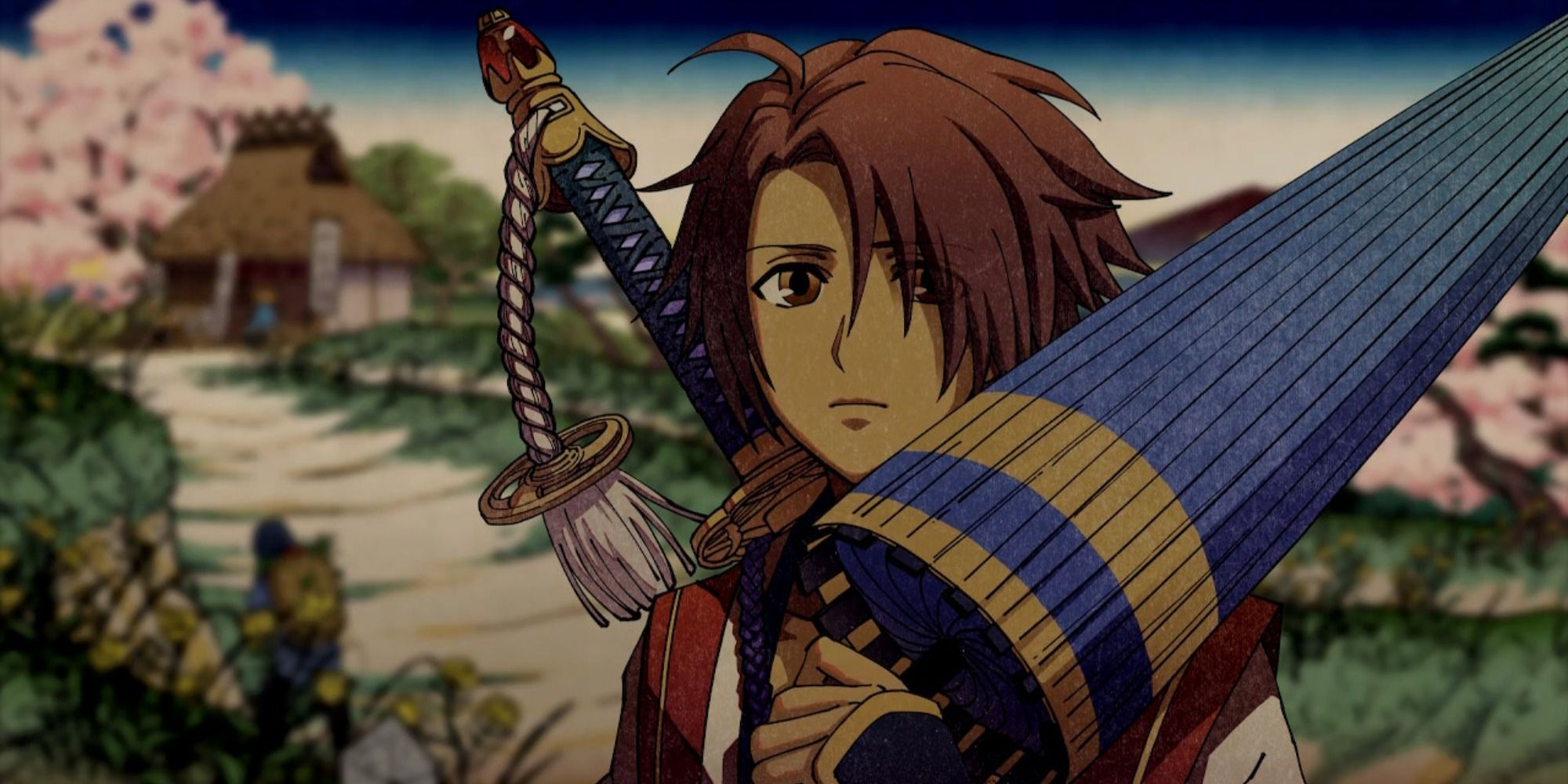 Samurai Shodown Shizumaru with an umbrella