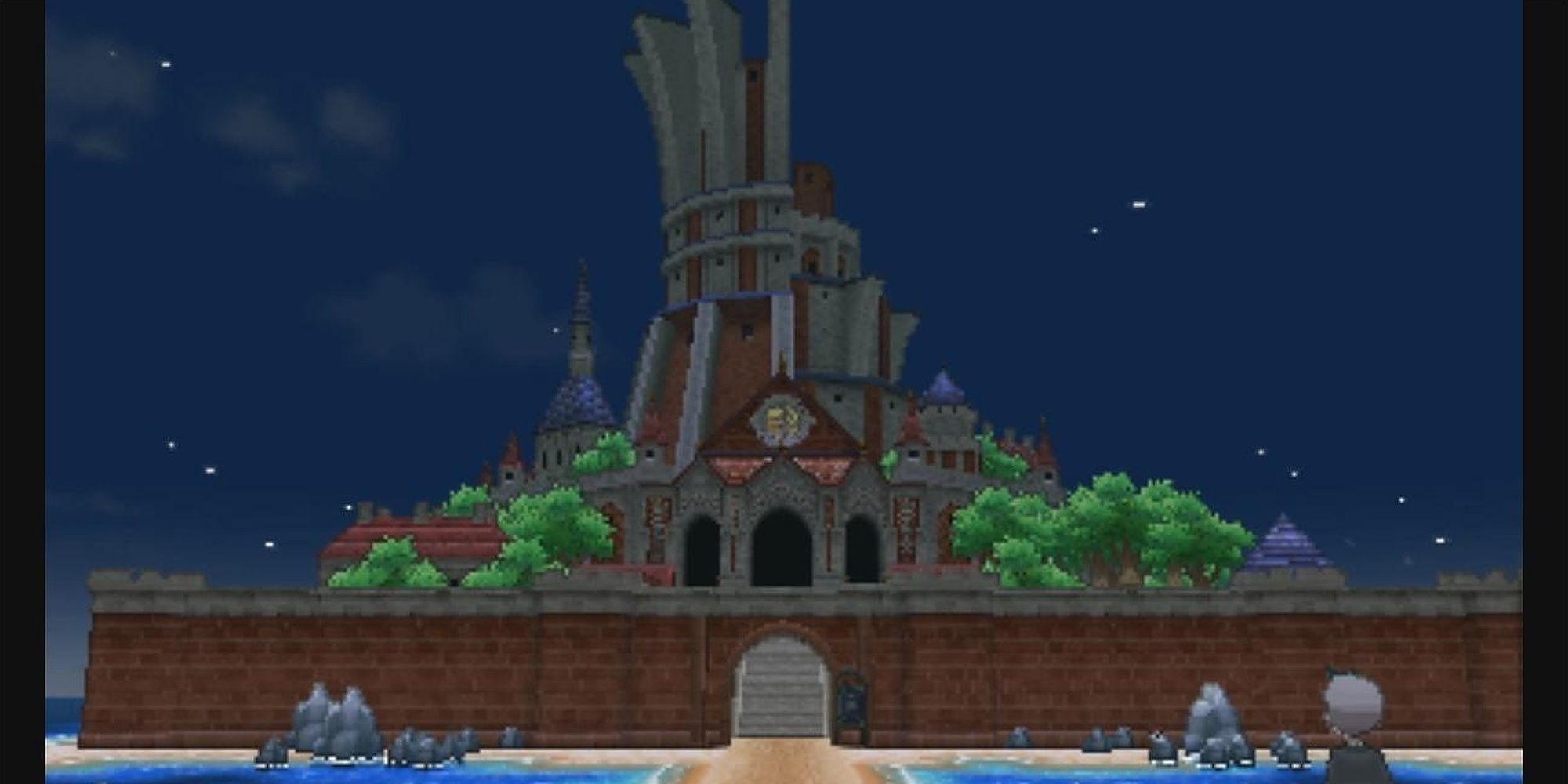 Shalour City and Tower of Mastery at night Pokemon X & Y