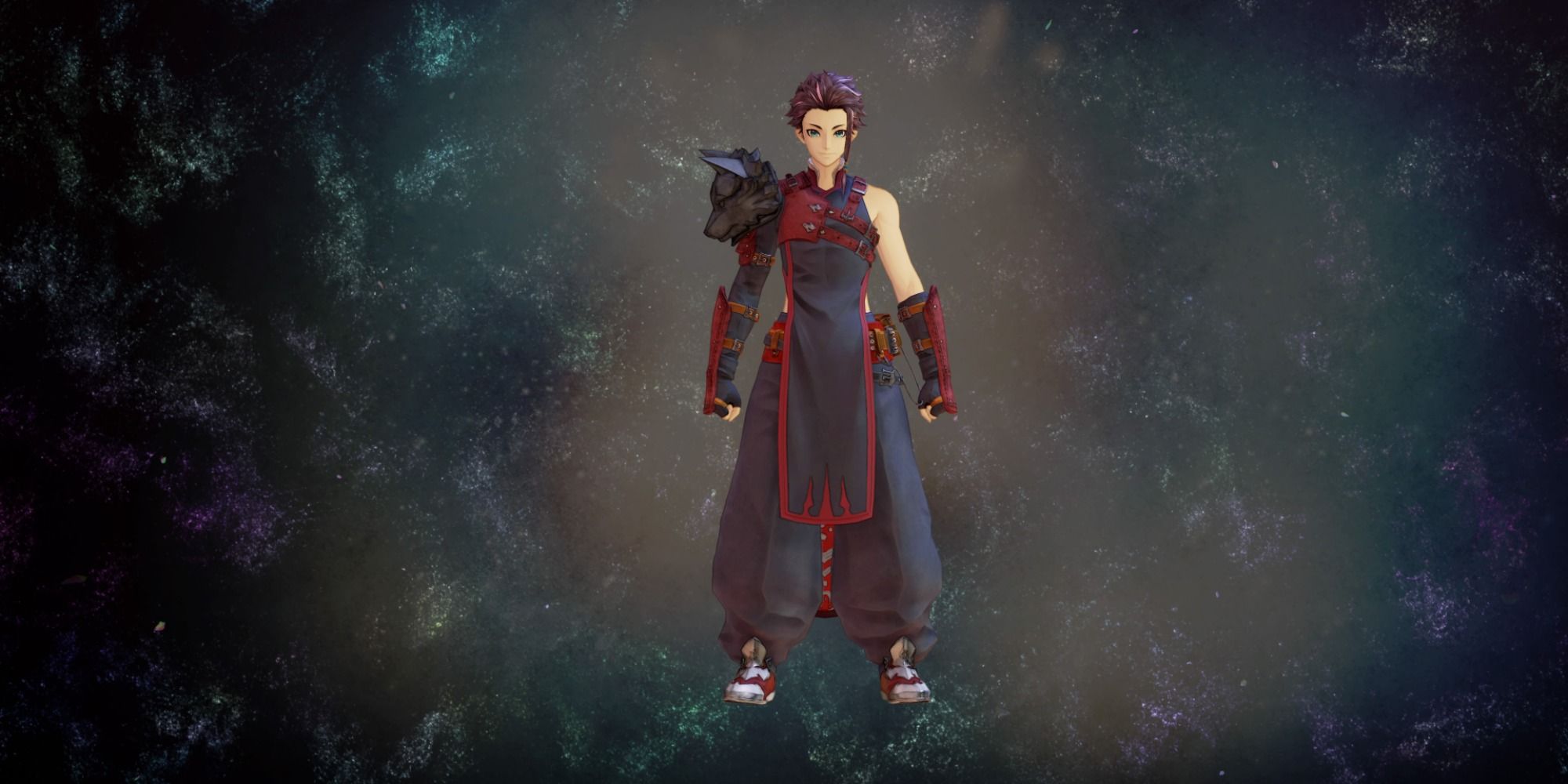 Red-Black Wolf Garb Outfit for Law in Tales of Arise