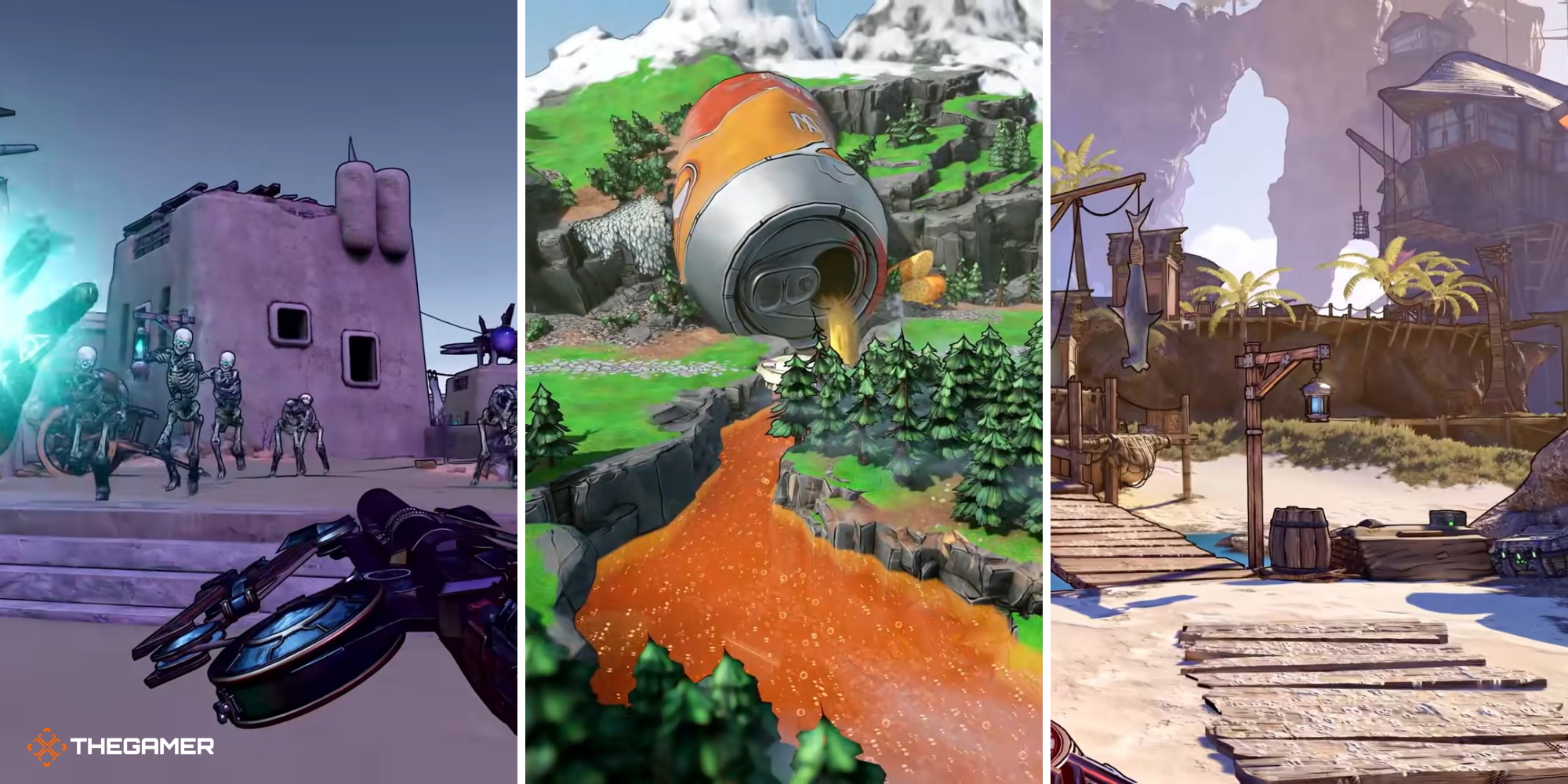 Tiny Tina's Wonderlands - Split Image of locations seen in Gameplay trailer