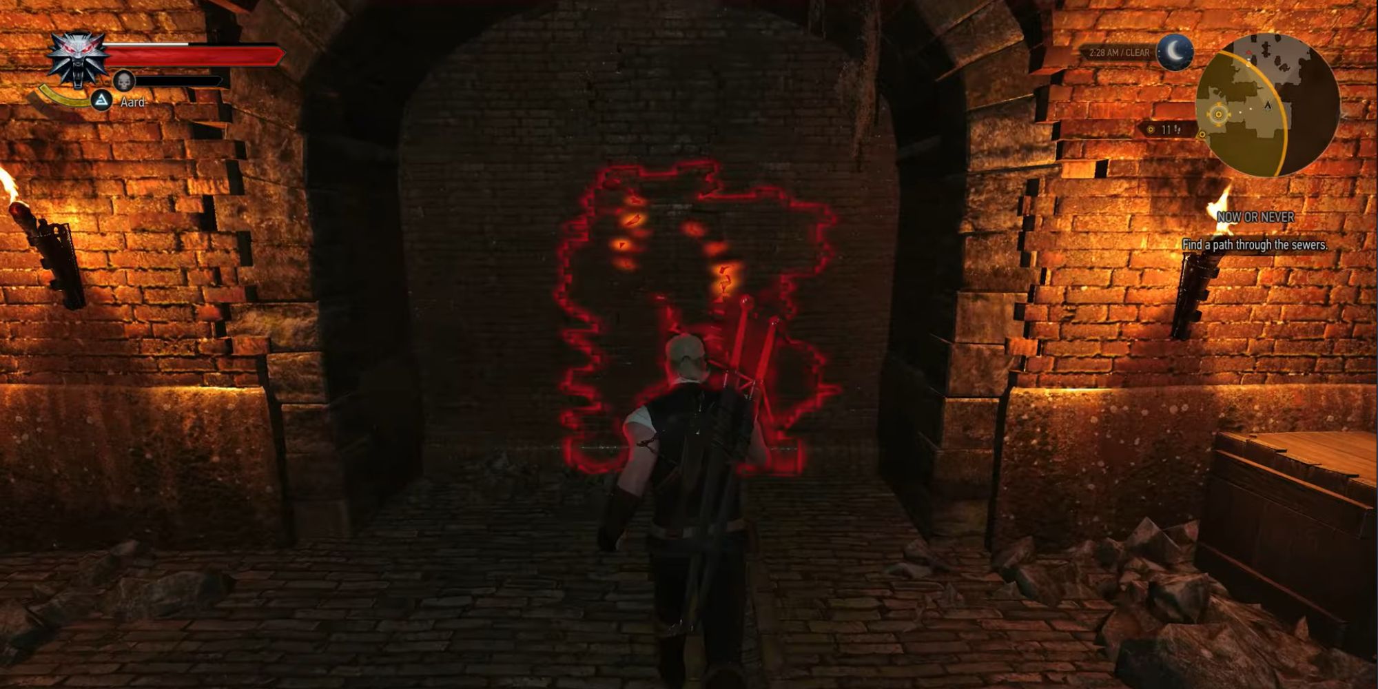 Witcher 3 Screenshot Of Geralt Looking At Crumbling Wall