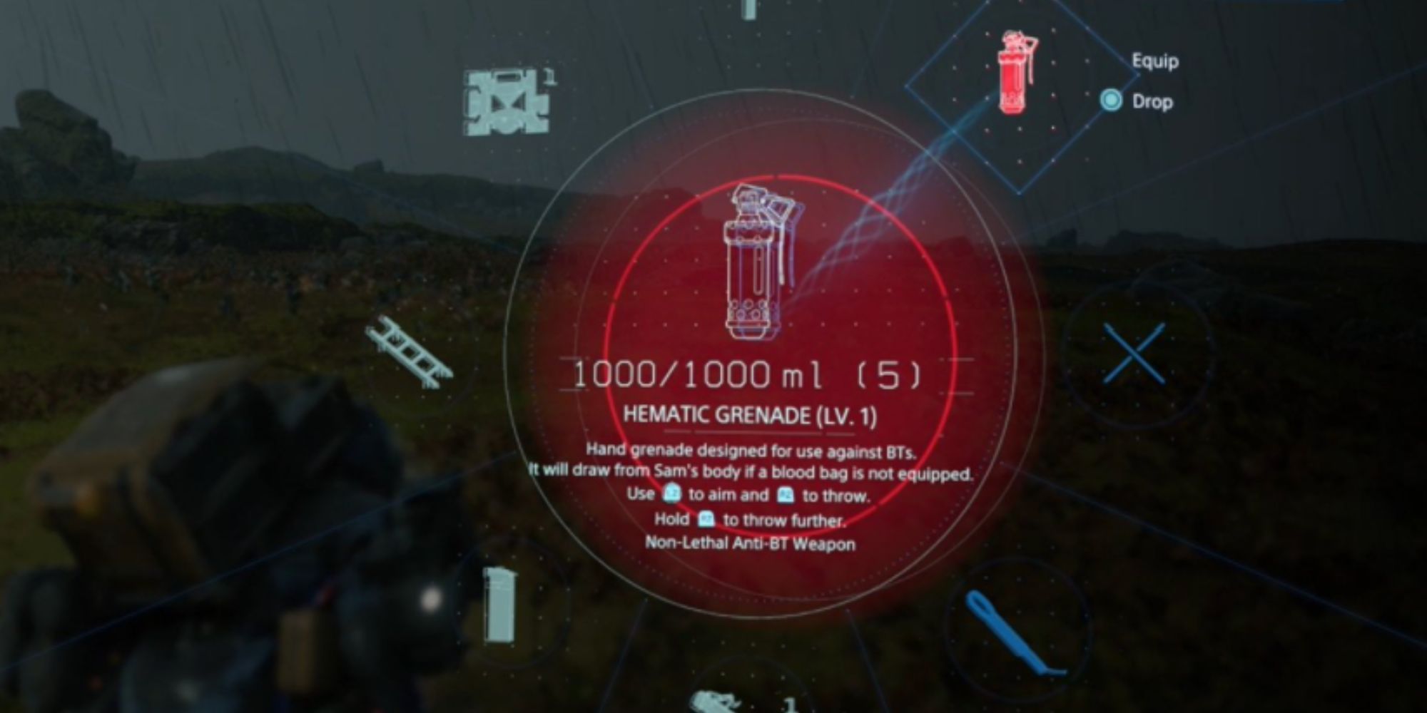 Death Stranding Hematic Grenade In The Menu