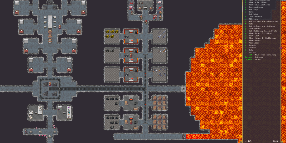 dwarf fortress overhead layout screenshot