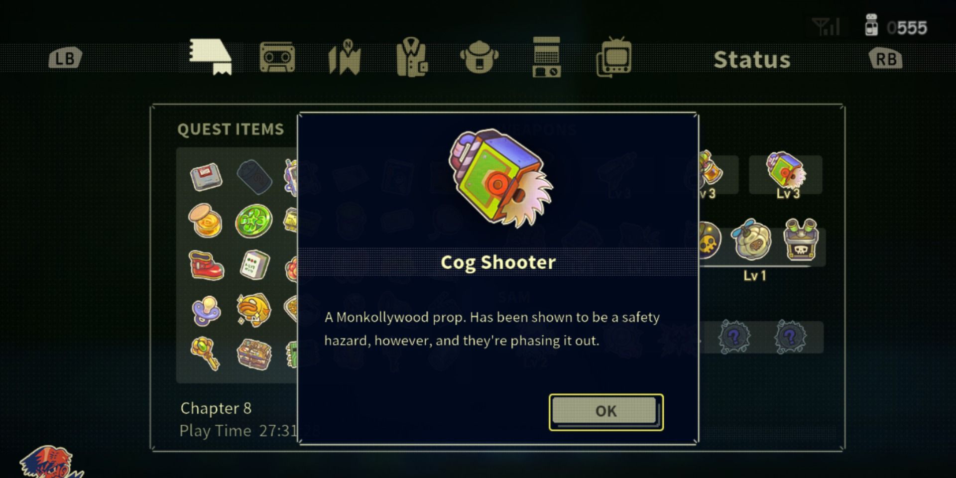 A screenshot showing the Cog Shooter in Eastward
