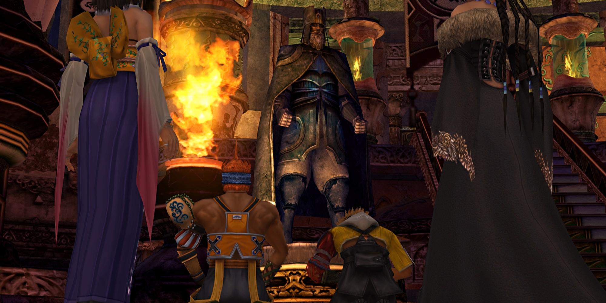 final fantasy 10 wakka tidus praying ohalland in yevon temple
