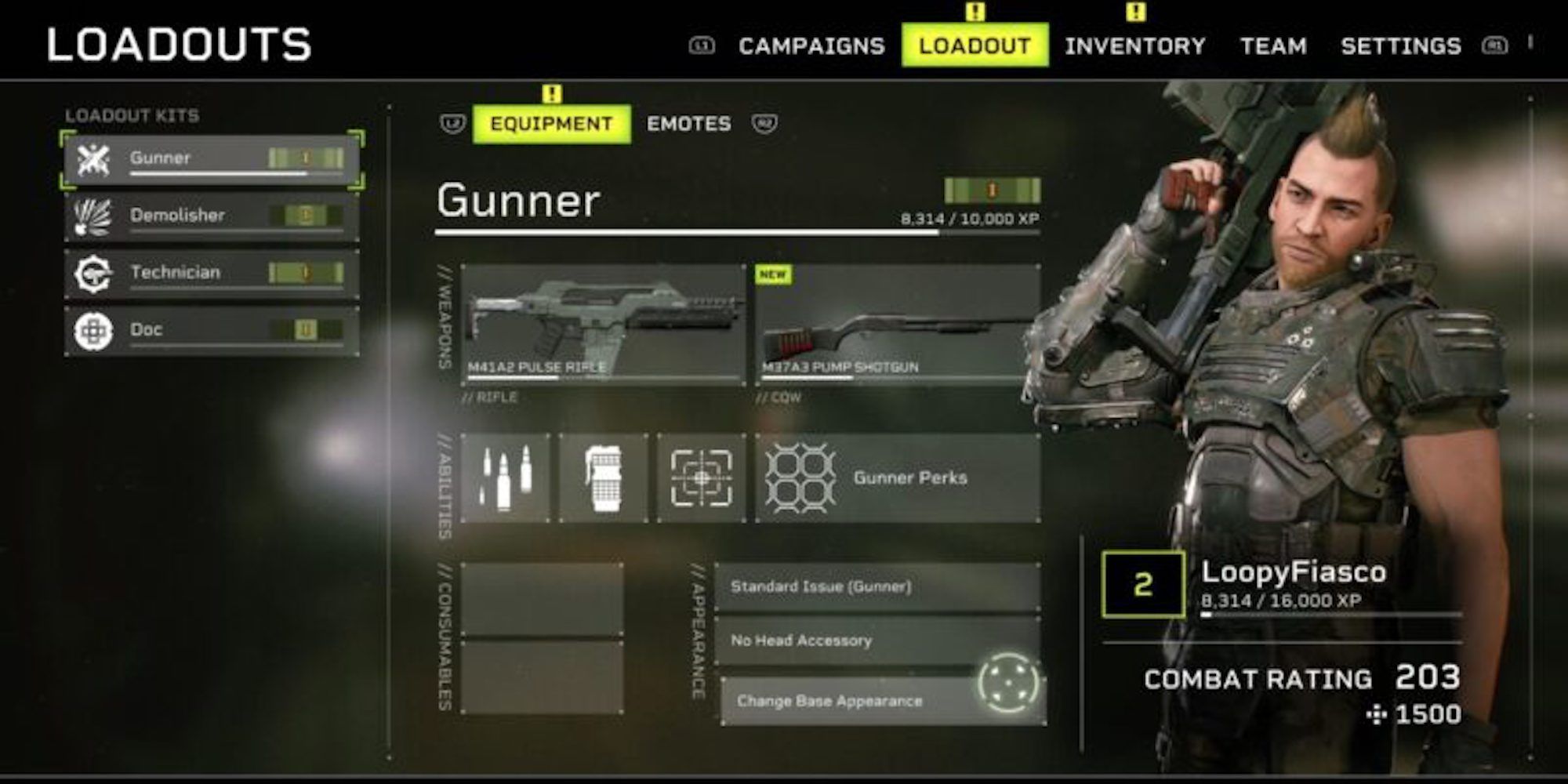loadout aliens fireteam elite