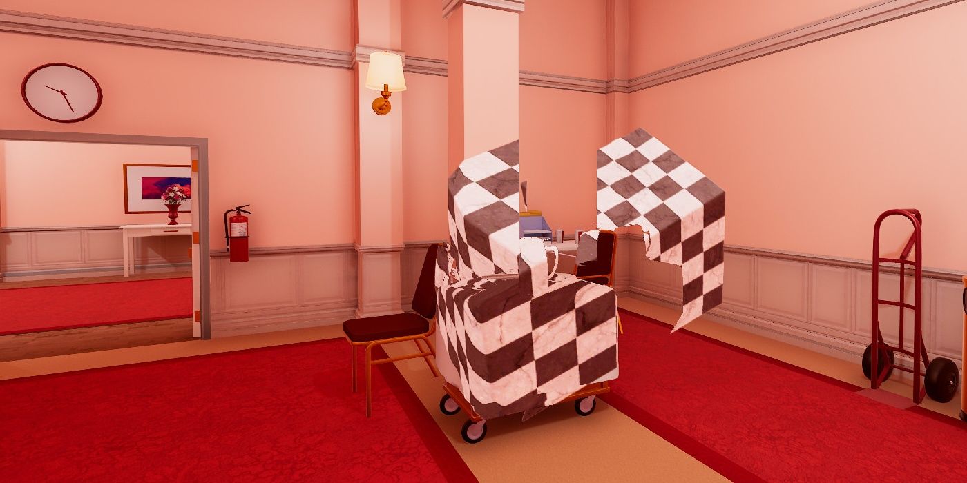 Superliminal checkered cube puzzle