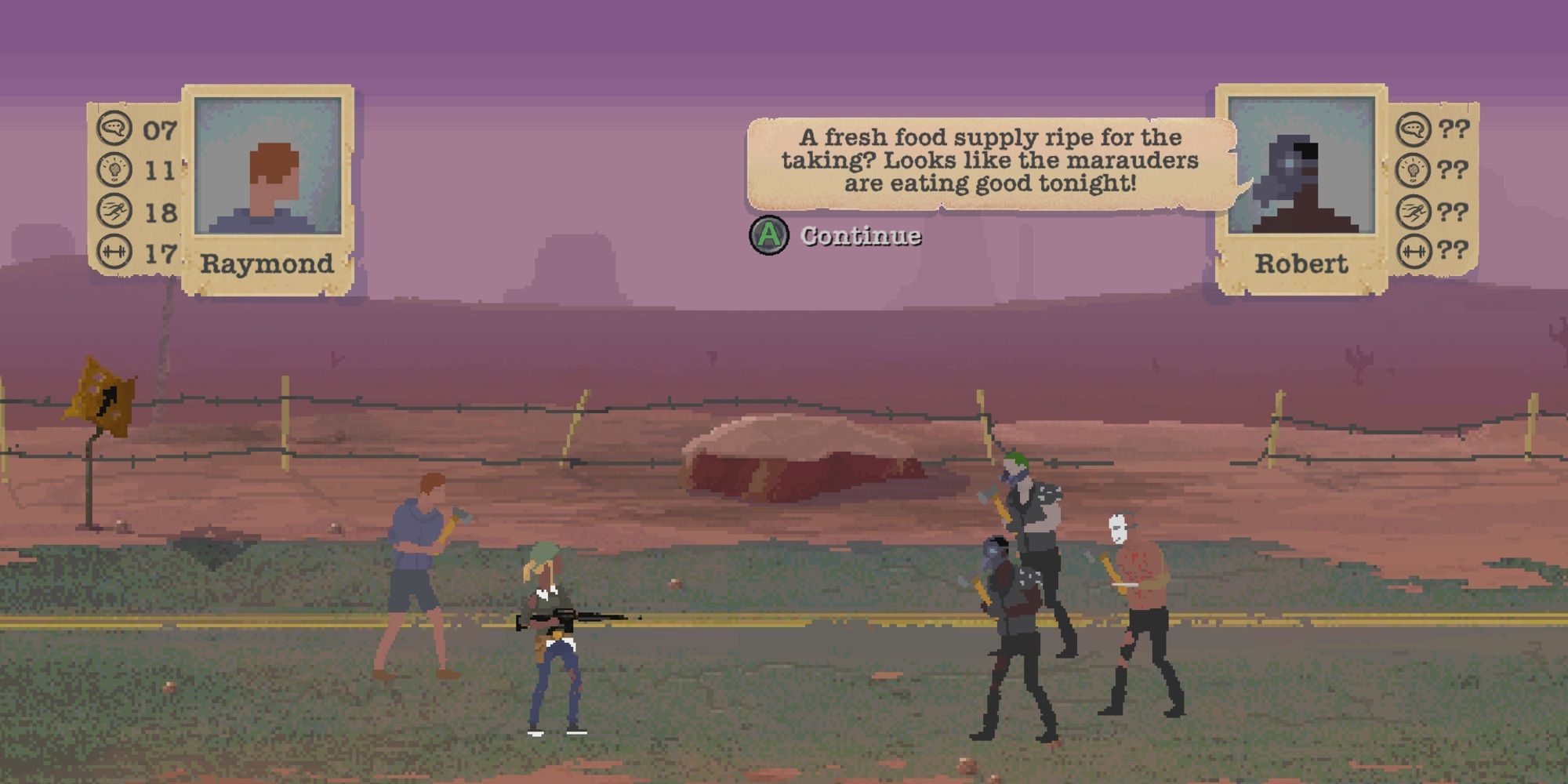 Fighting off marauders for food