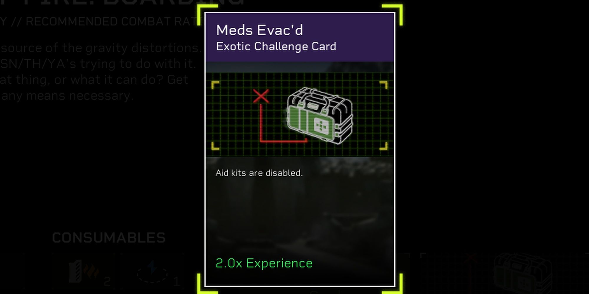 Aliens: Fireteam Elite Exotic Challenge Card Disabling Med Kits