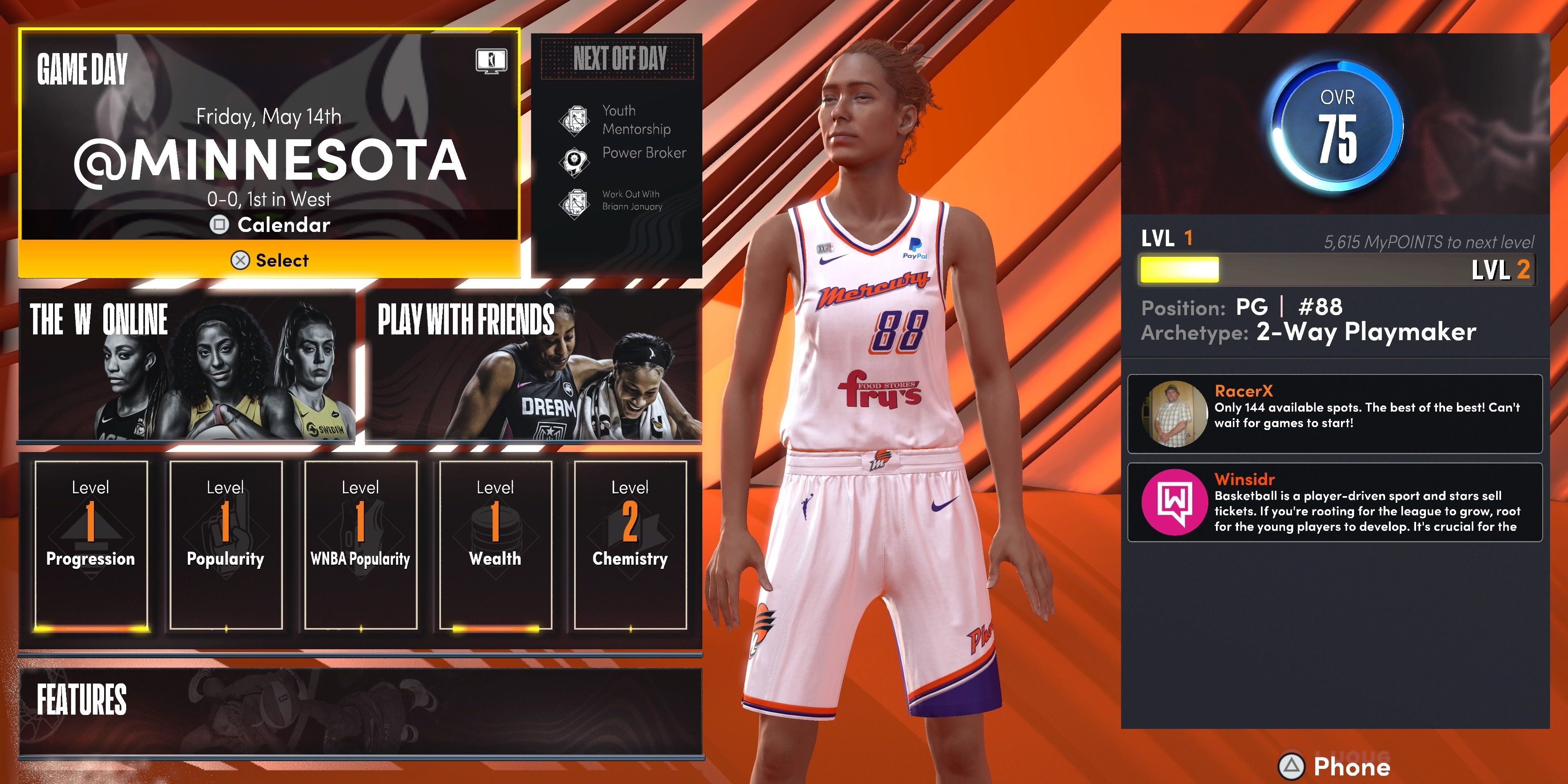 nba 2k22 the w main menu